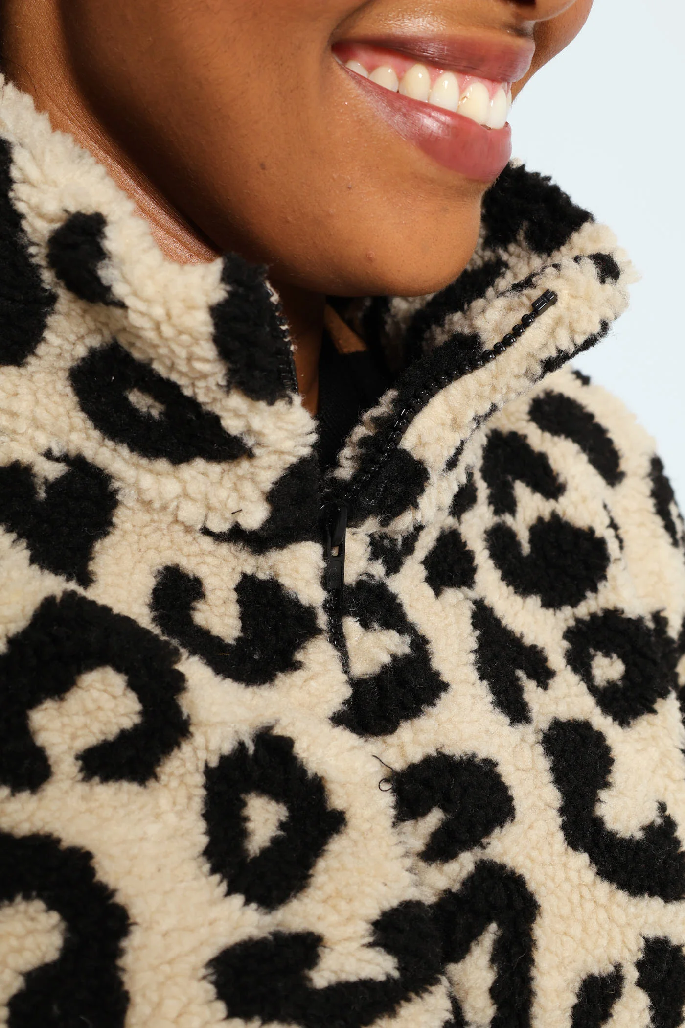 Animal Sherpa Jacket With Binding Trim - Multi - Image 4