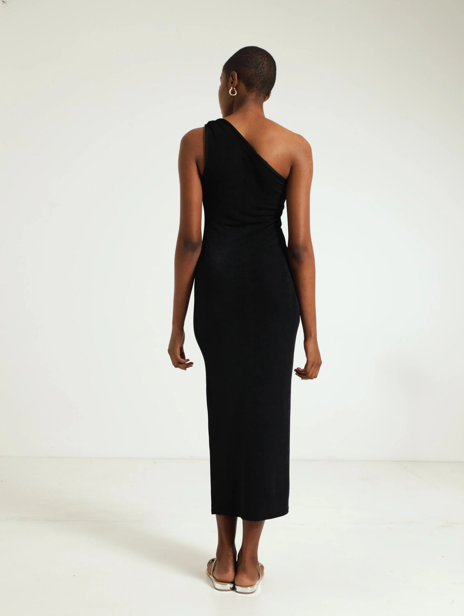 Asymmetrical Trim Detail Rib Bodycon Dress - Image 4