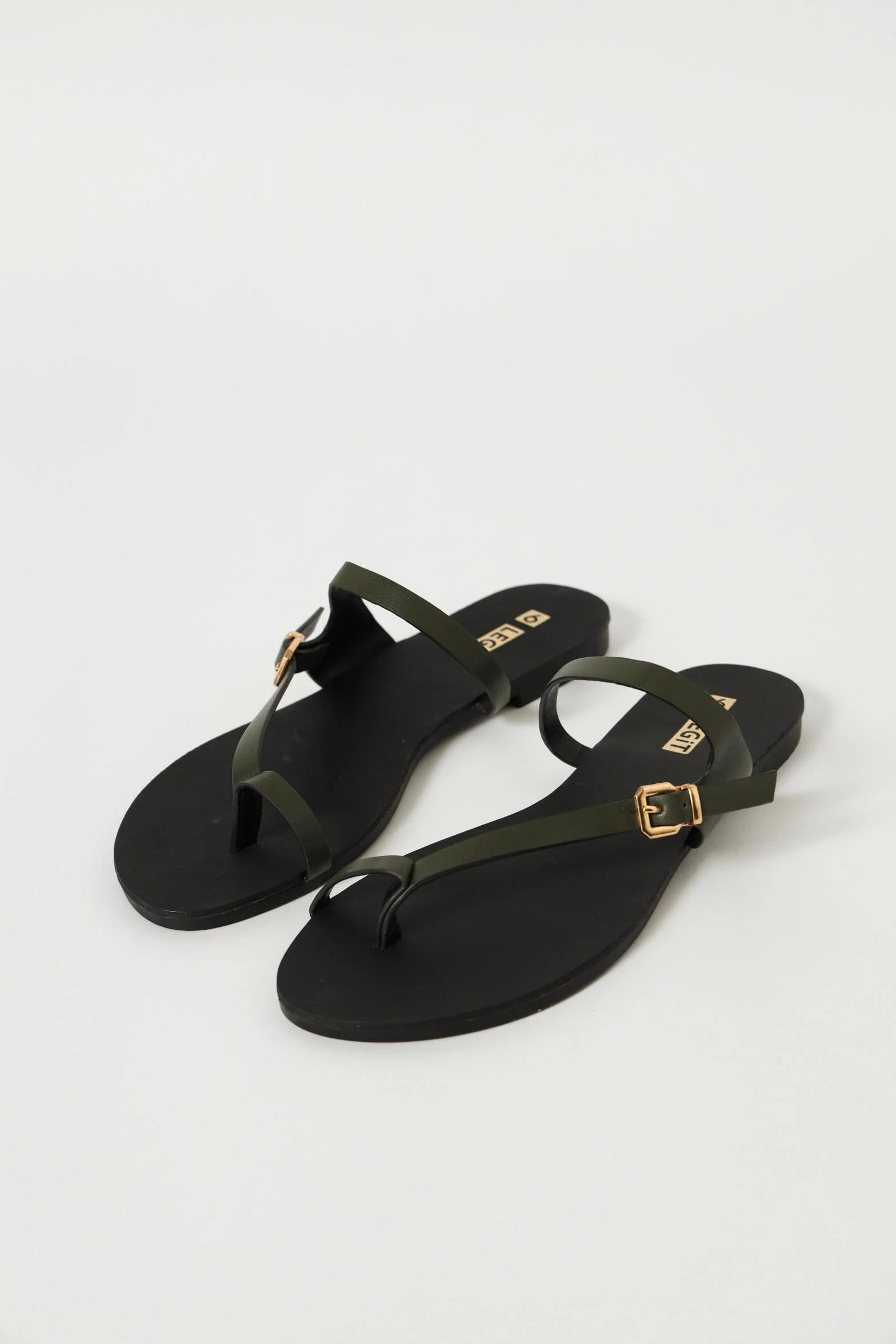 Asymmetrical Strap With Buckle Detail Sandal - Fatigue