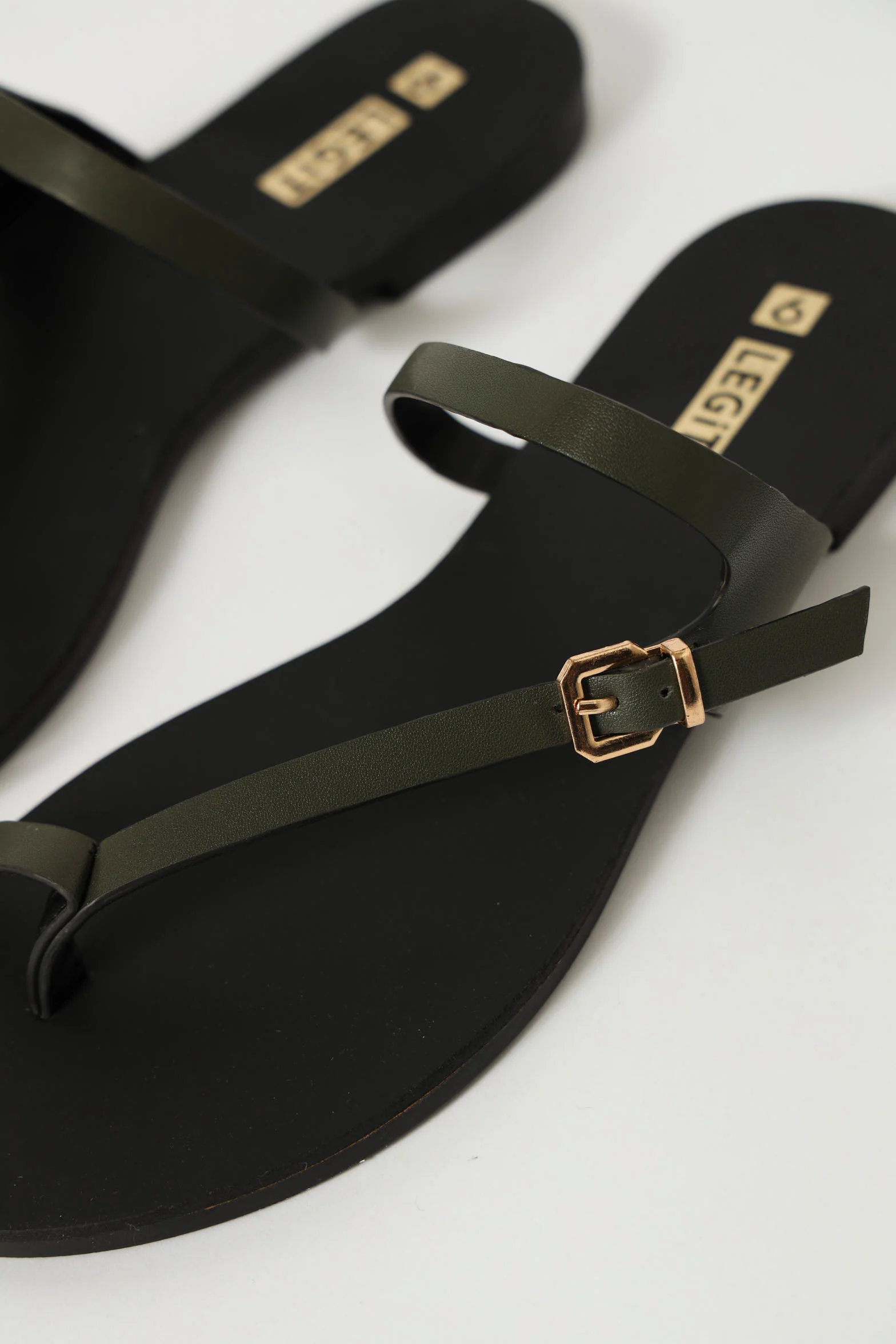 Asymmetrical Strap With Buckle Detail Sandal - Fatigue - Image 3