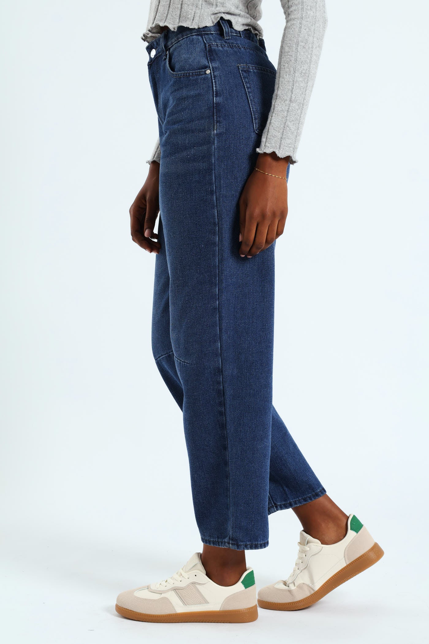 Back Buckle Barrel Jean - Dark Wash - Image 3