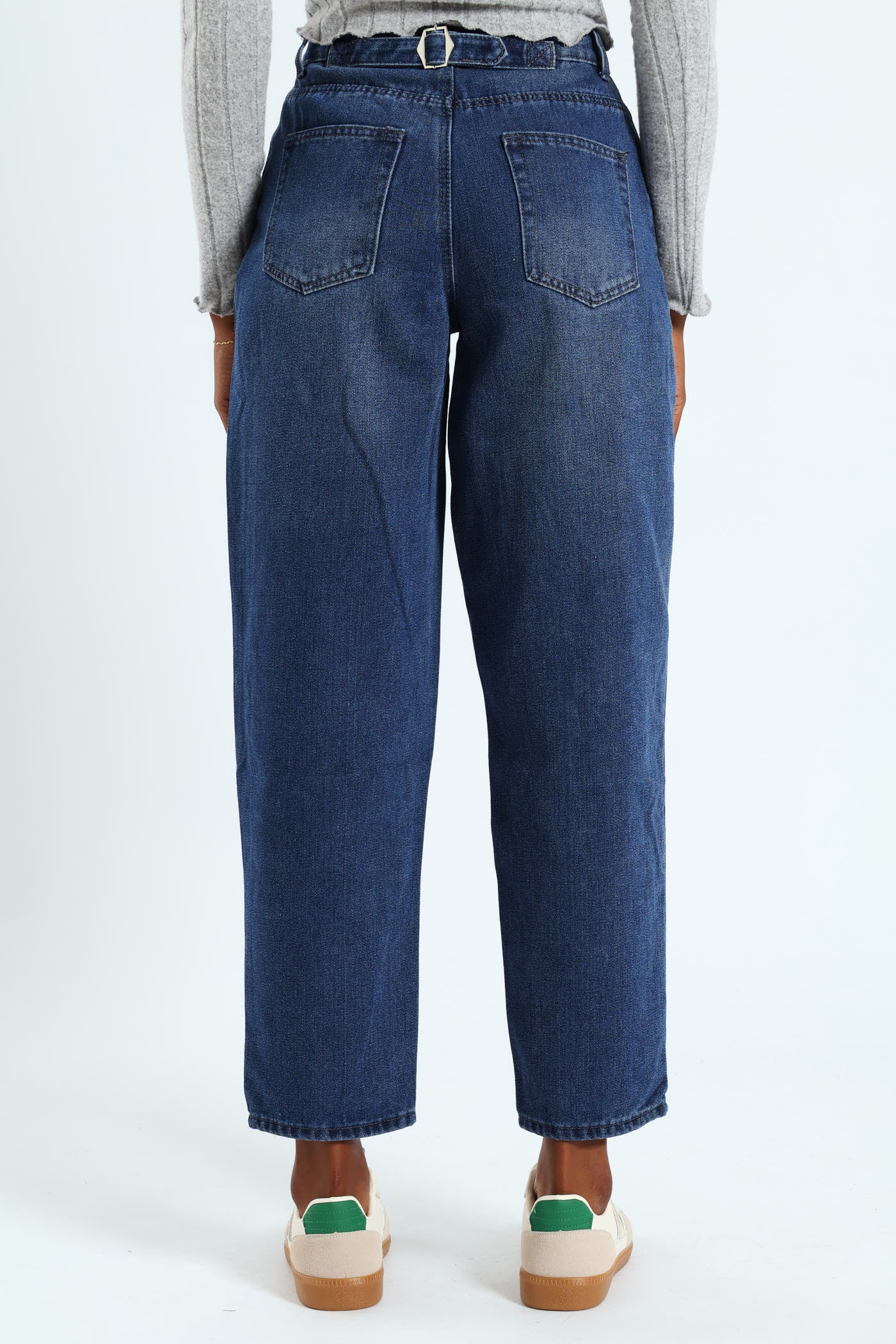 Back Buckle Barrel Jean - Dark Wash - Image 6