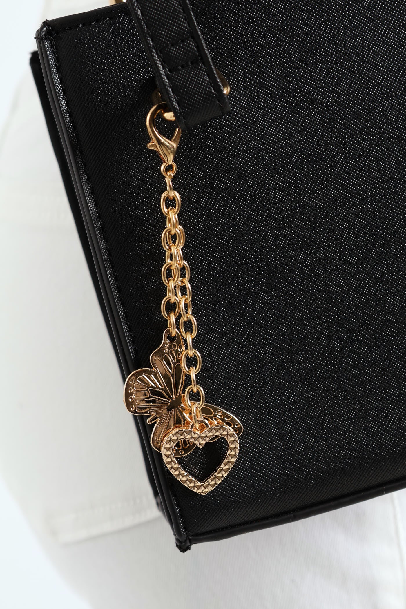 Back Zip Charm Detail Tote Bag - Black - Image 3