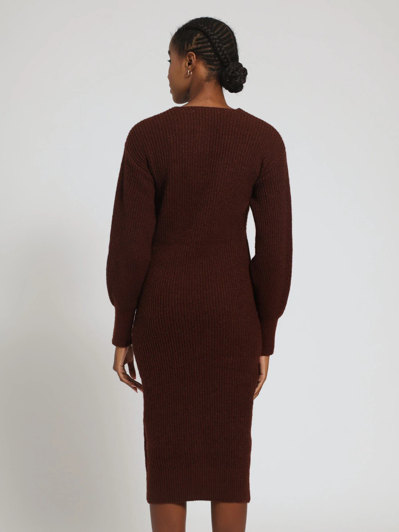 Balloon Sleeve Acrylic Bodycon Dress - Image 4