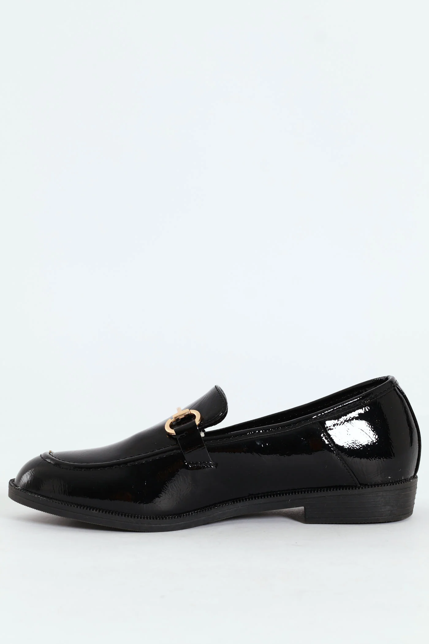 Bar Trim Textured Patent Loafer - Black - Image 3