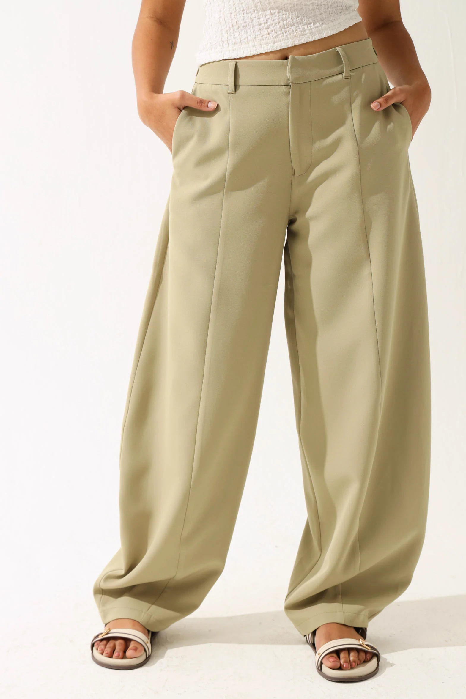 Barbi Barrel Leg Pants - Sage
