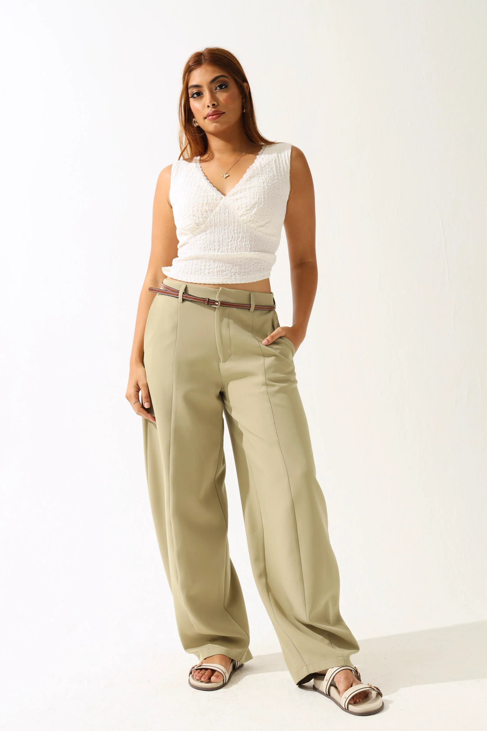 Barbi Barrel Leg Pants - Sage - Image 6