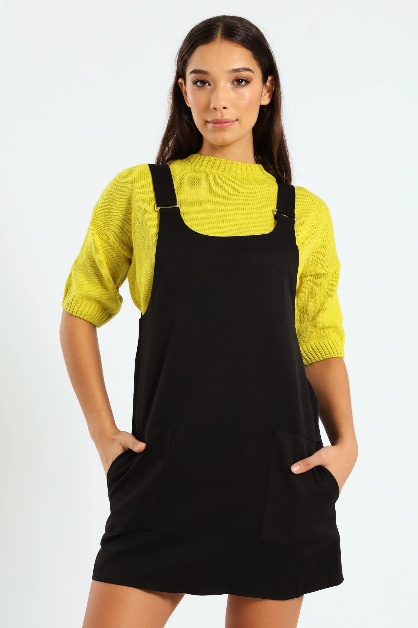 Barbi Pinafore Dress - Black