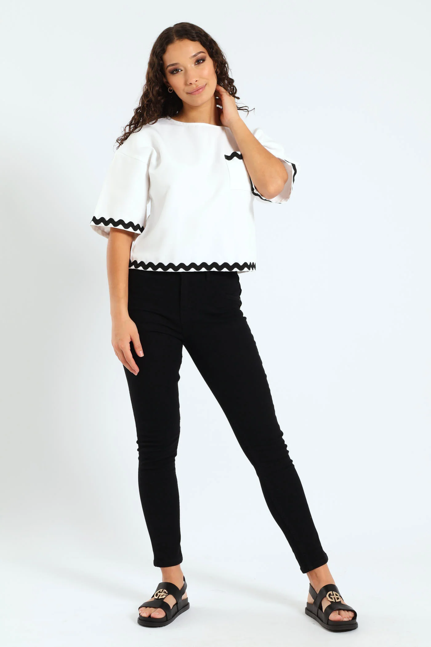 Barbi Ric Rac Stitch Tee - White - Image 2