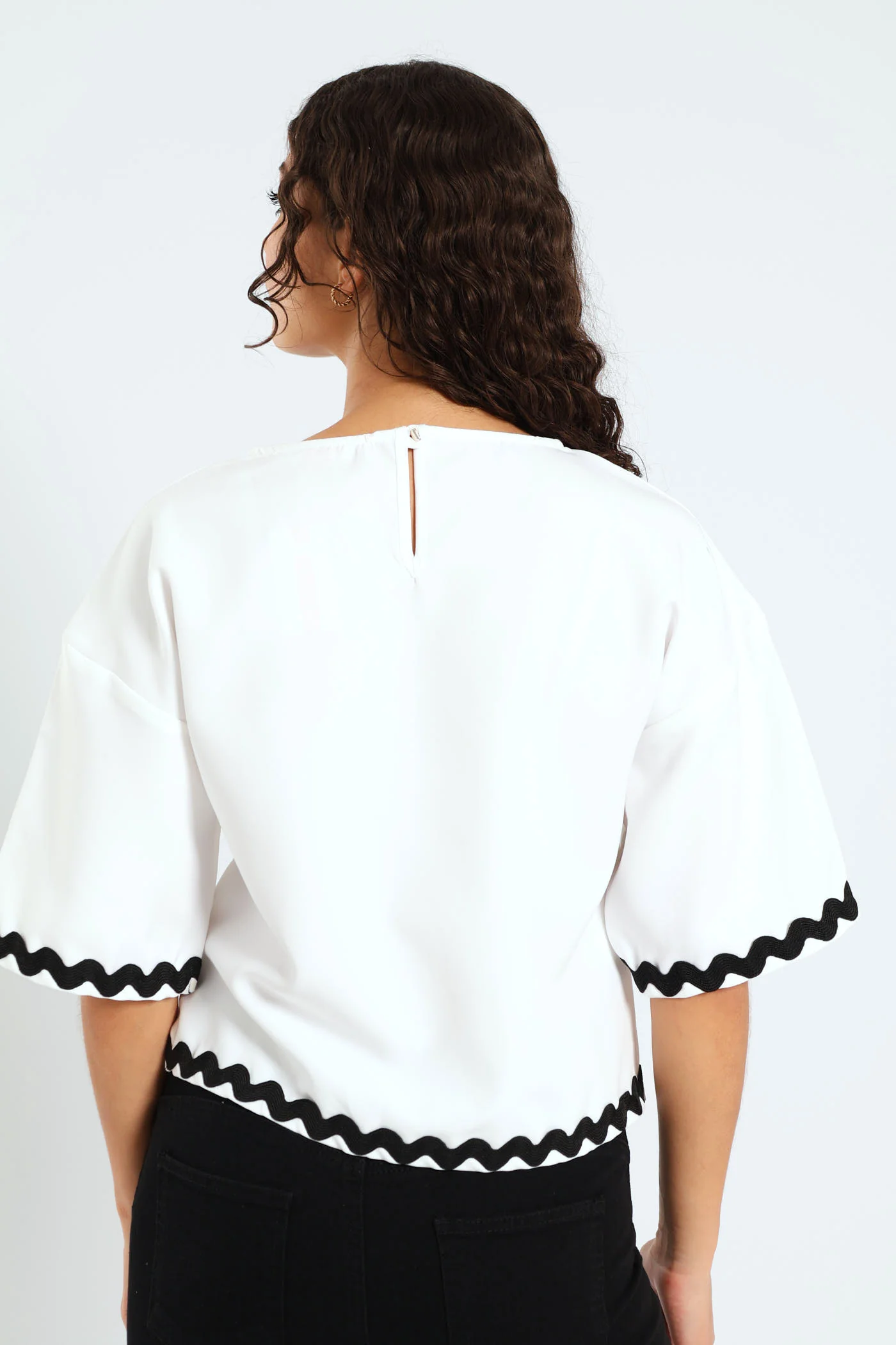 Barbi Ric Rac Stitch Tee - White - Image 4