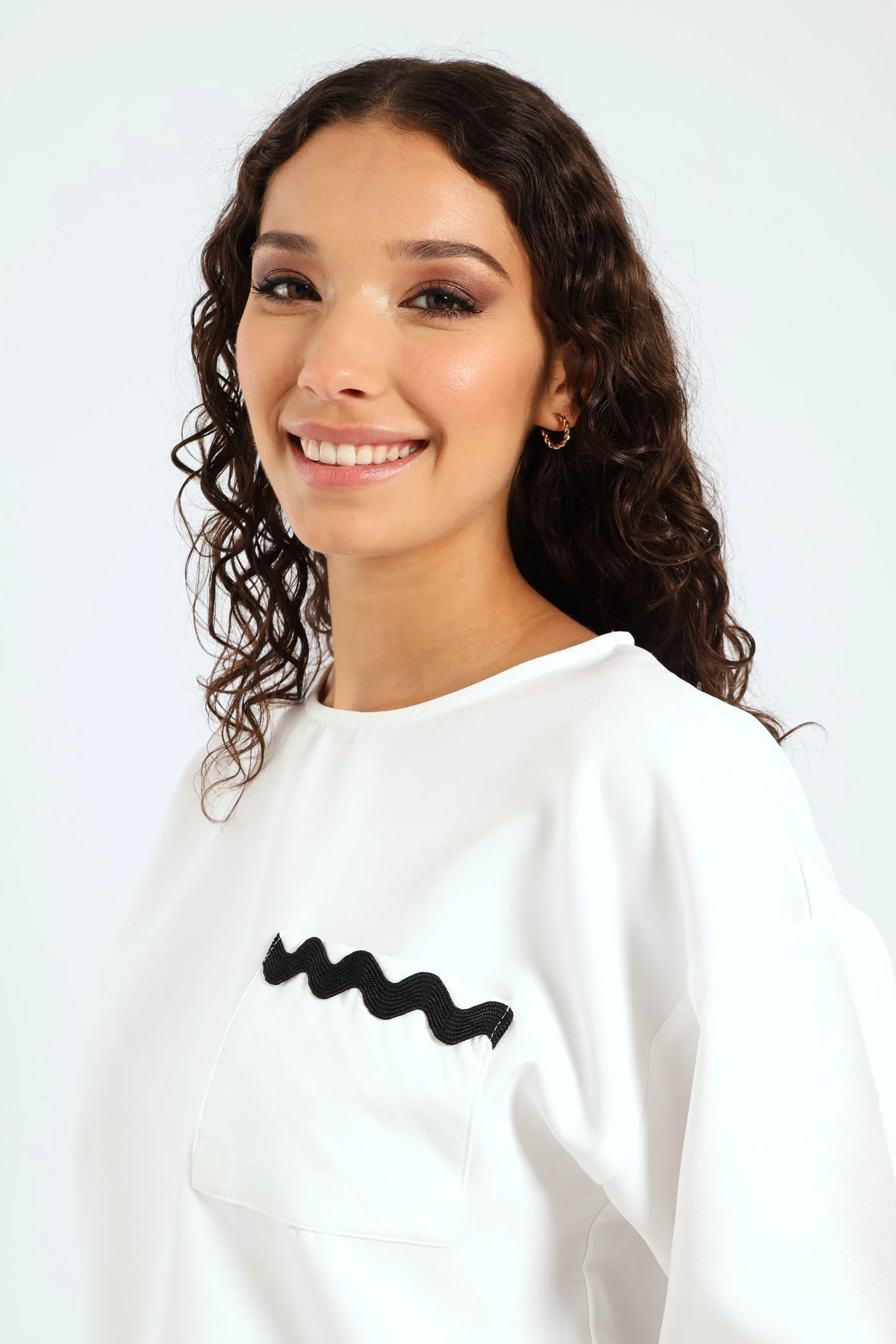 Barbi Ric Rac Stitch Tee - White - Image 5