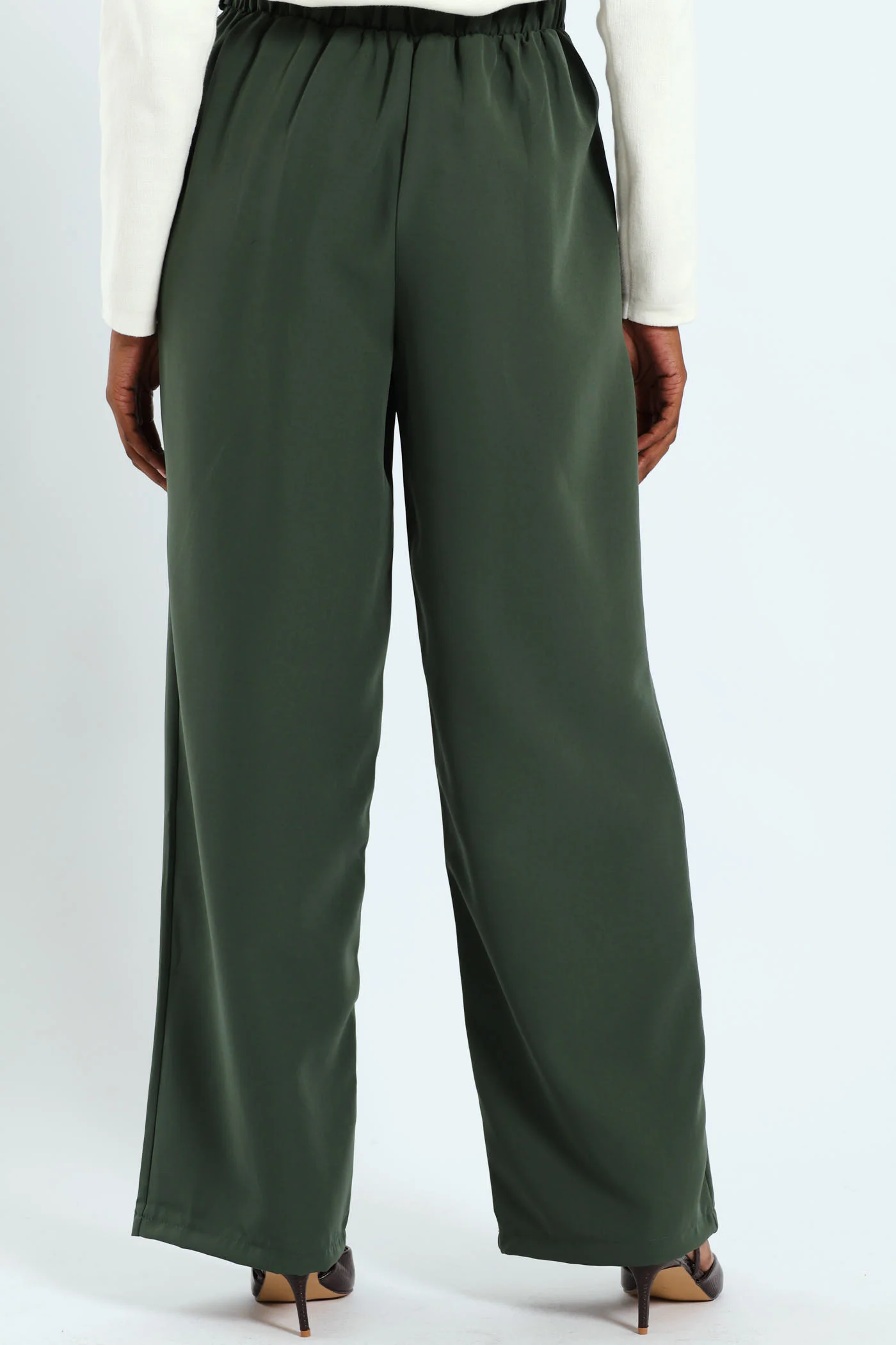 Barbi Tab Front Elasticated Back Pants - Fatigue - Image 3