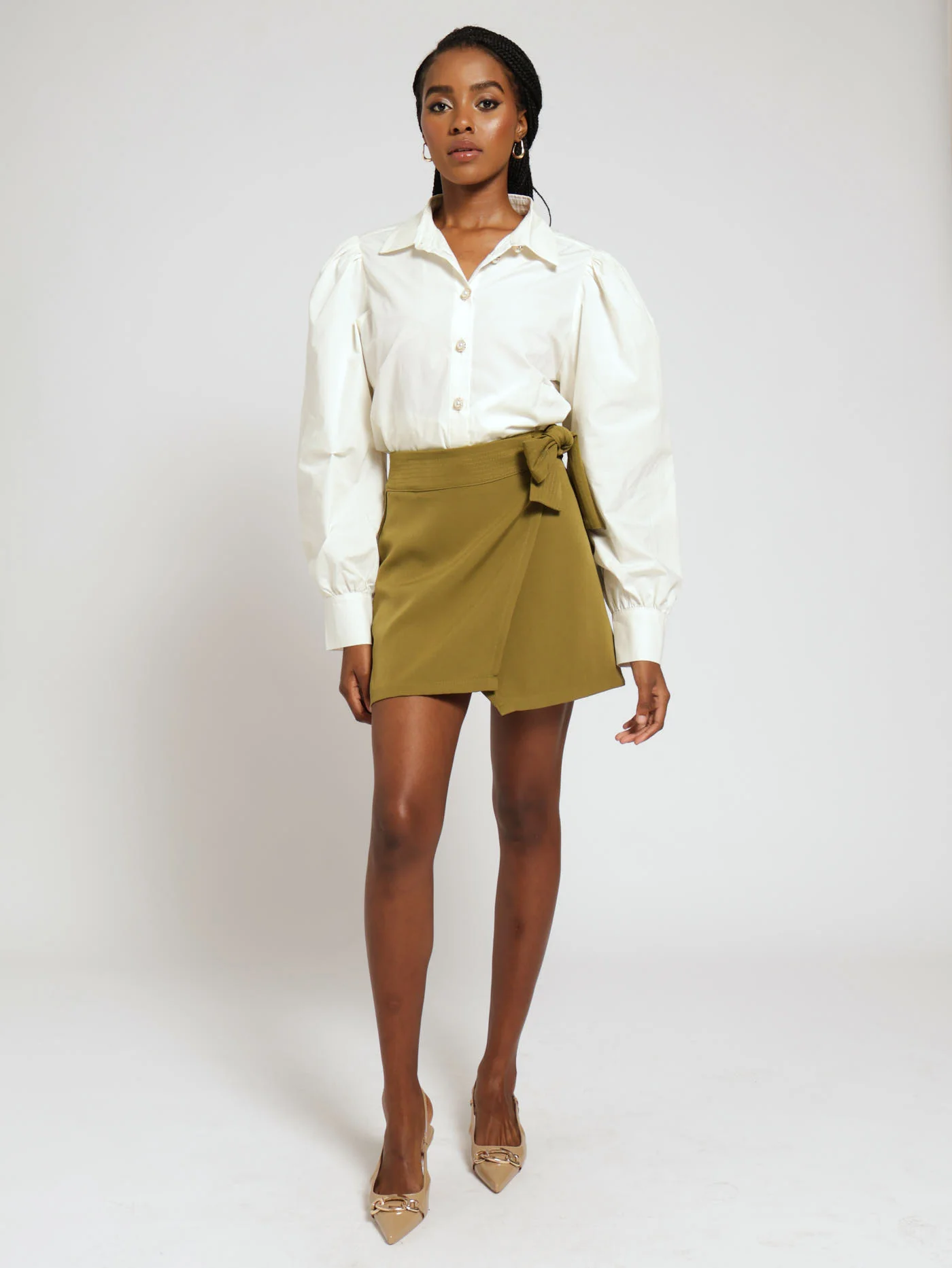 Barbi Wrap Mini Skirt - Chartreuse - Image 4