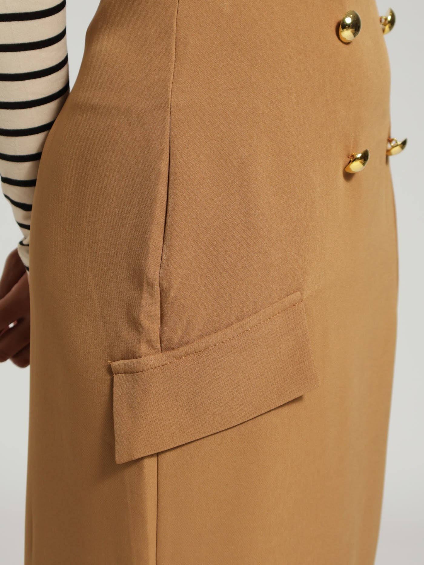 Barbi Skirt With Fancy Buttons - Caramel - Image 5