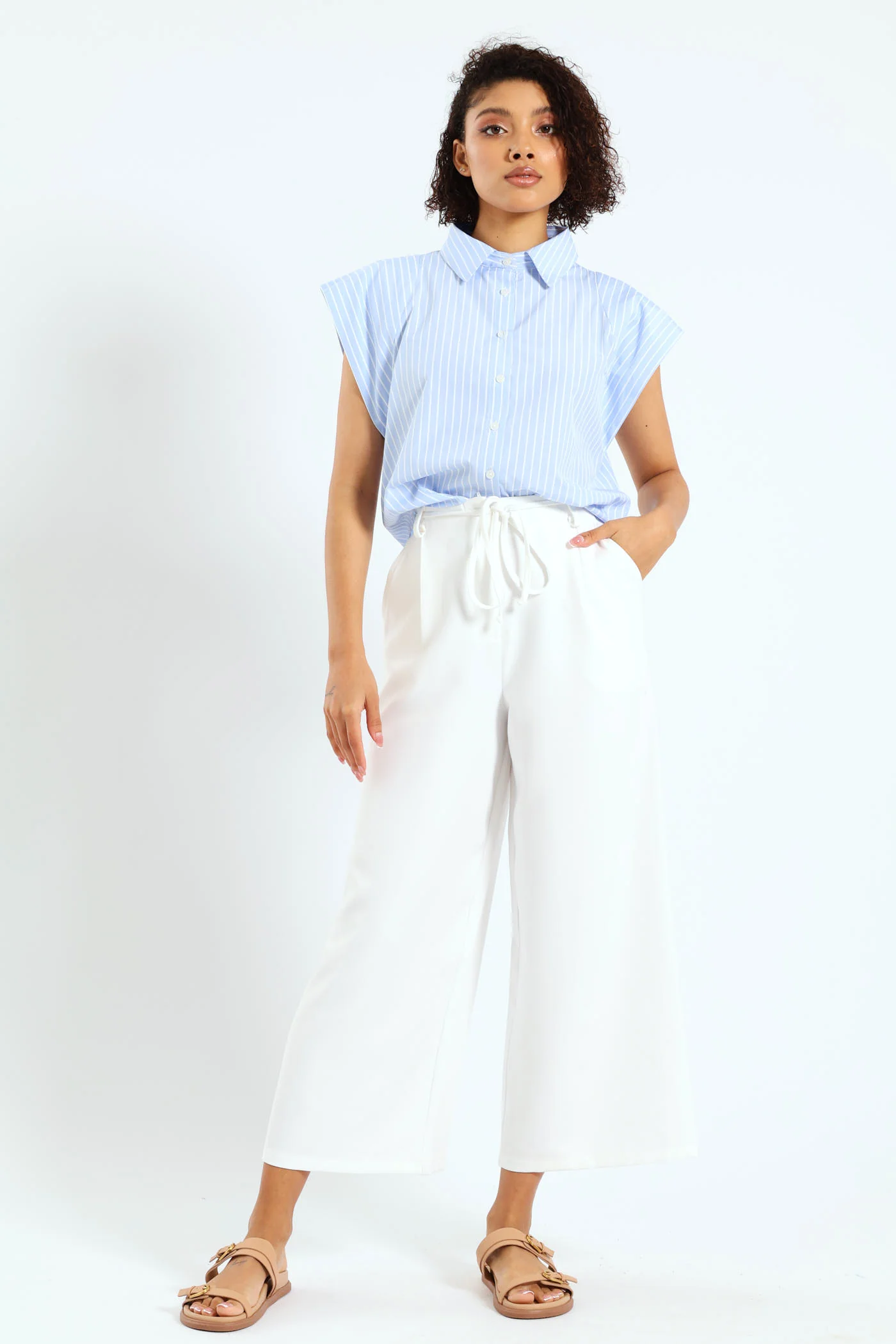 Barbie Tie Belt Culotte Pants - White - Image 2
