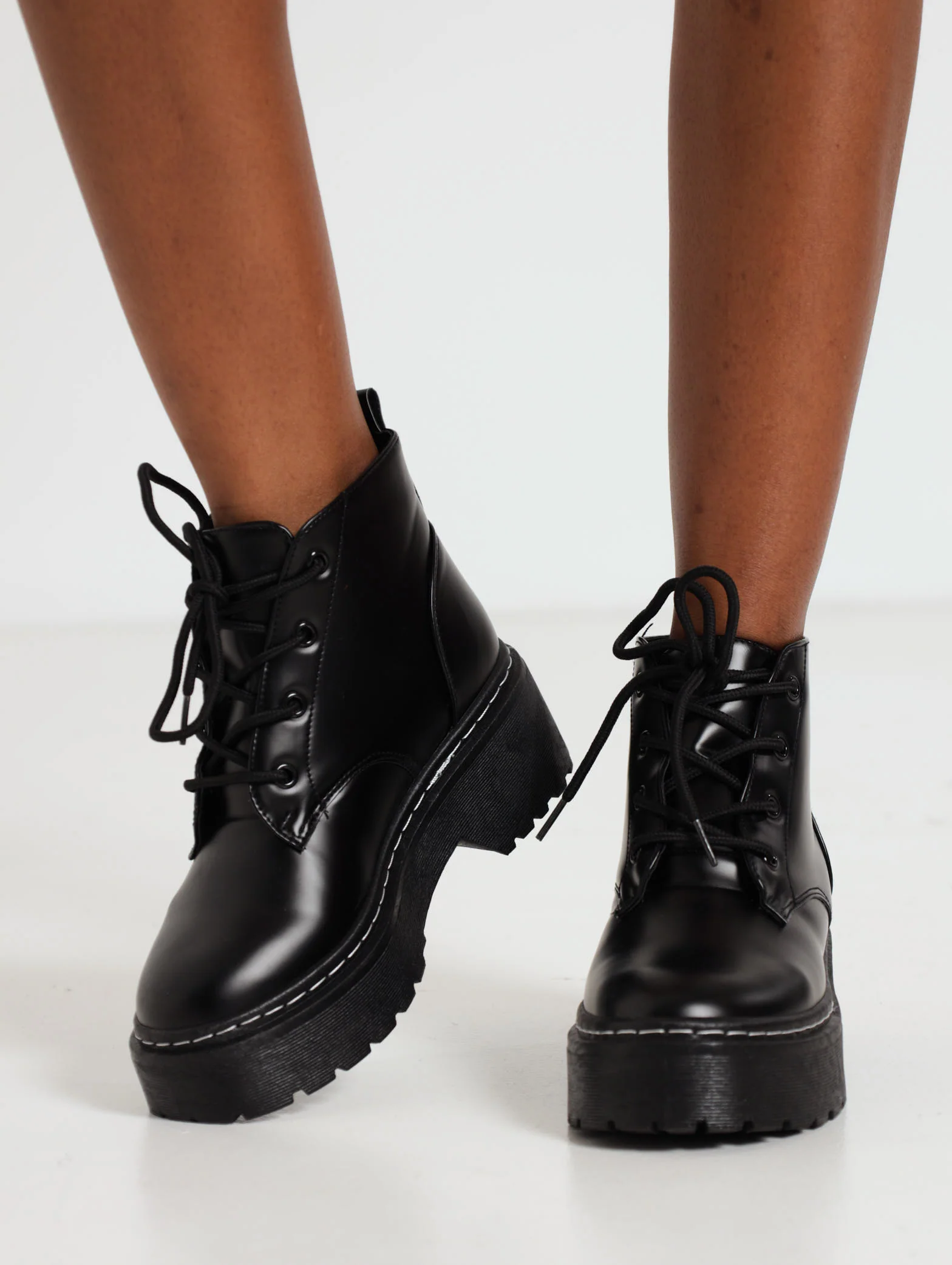 Basic Ankle Lace Up Boot With Stitch Detail - Image 2