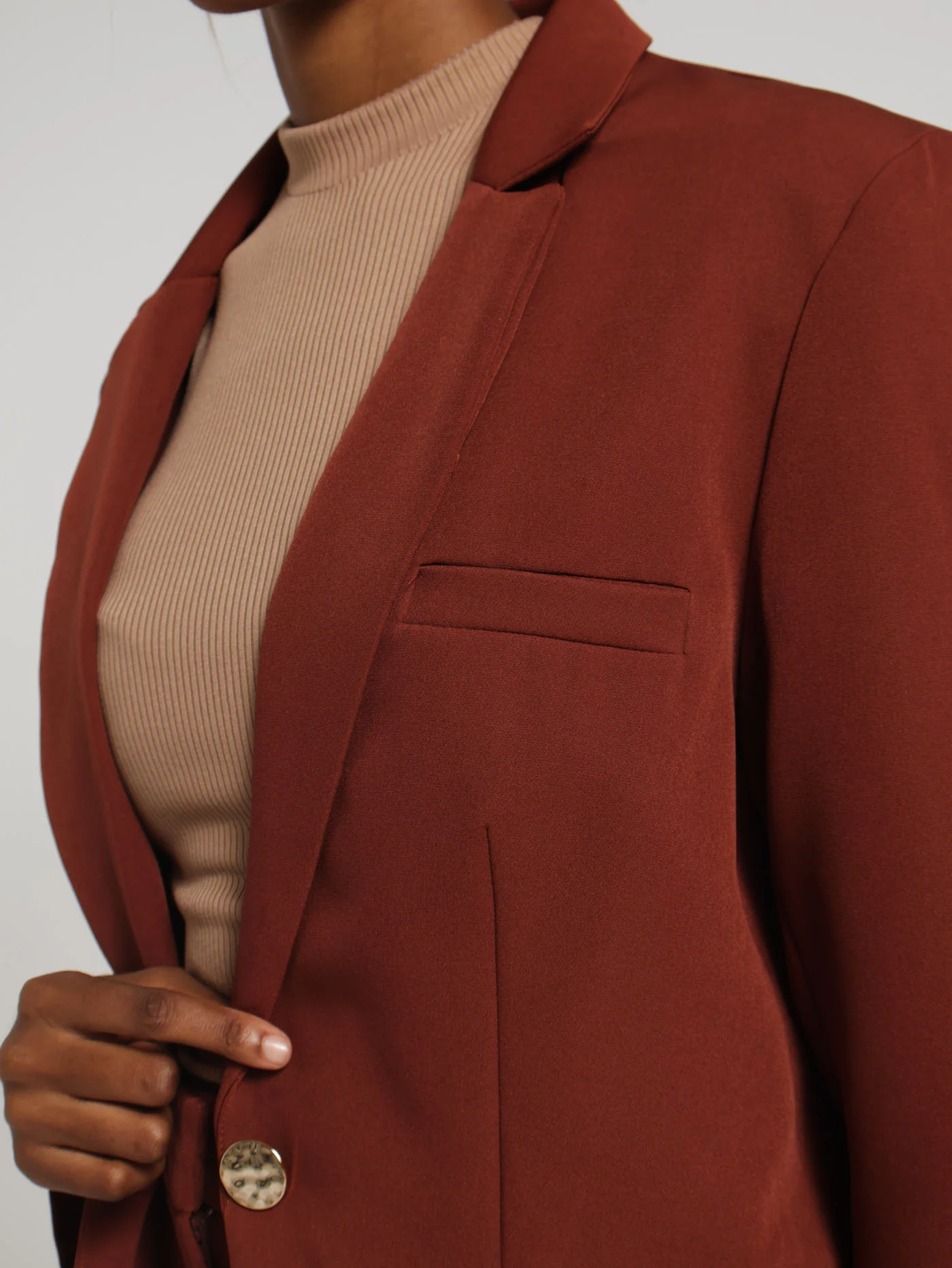 Basic Blazer - Brown - Image 4