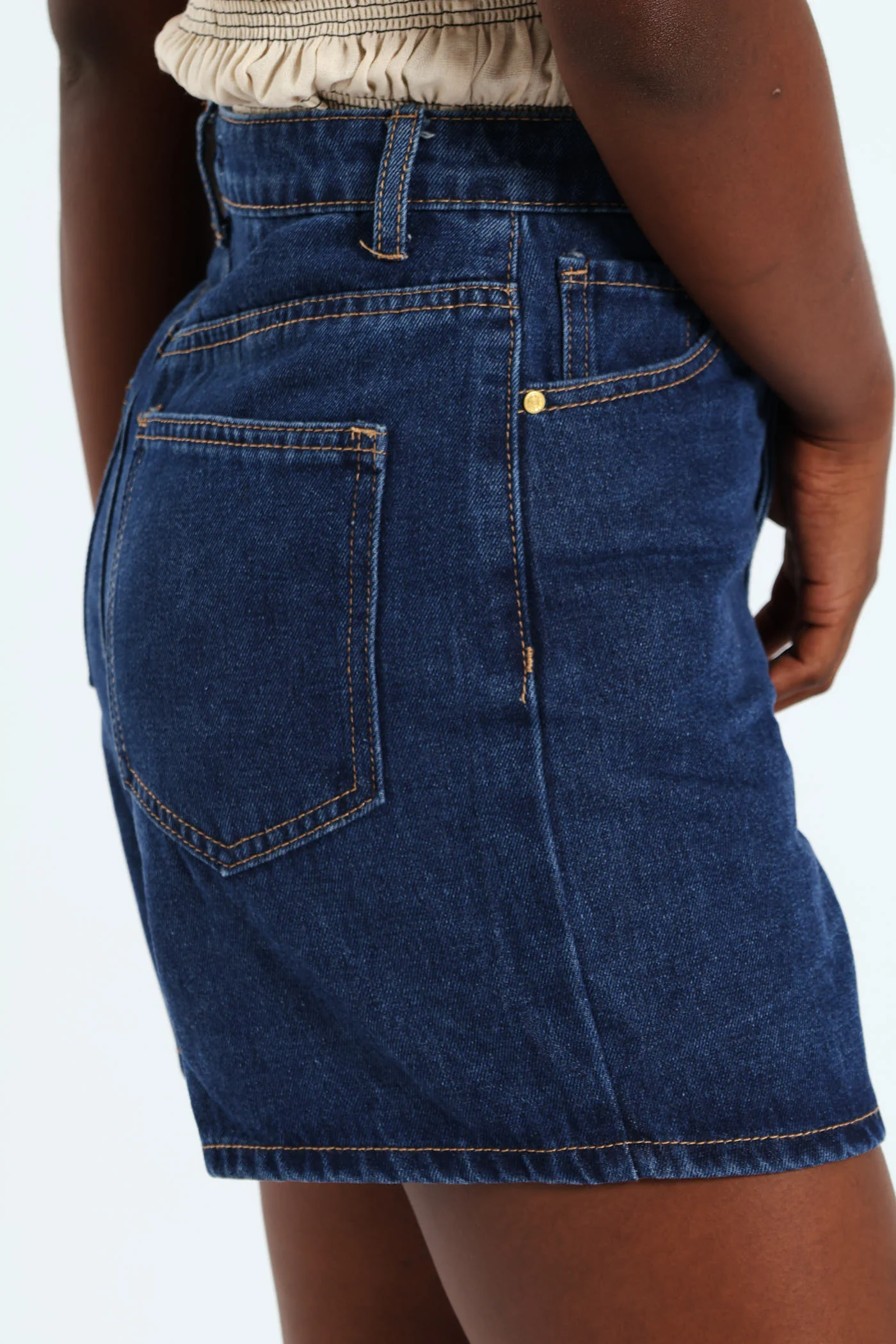 Basic Mid Length Denim Shorts - Ink - Image 2