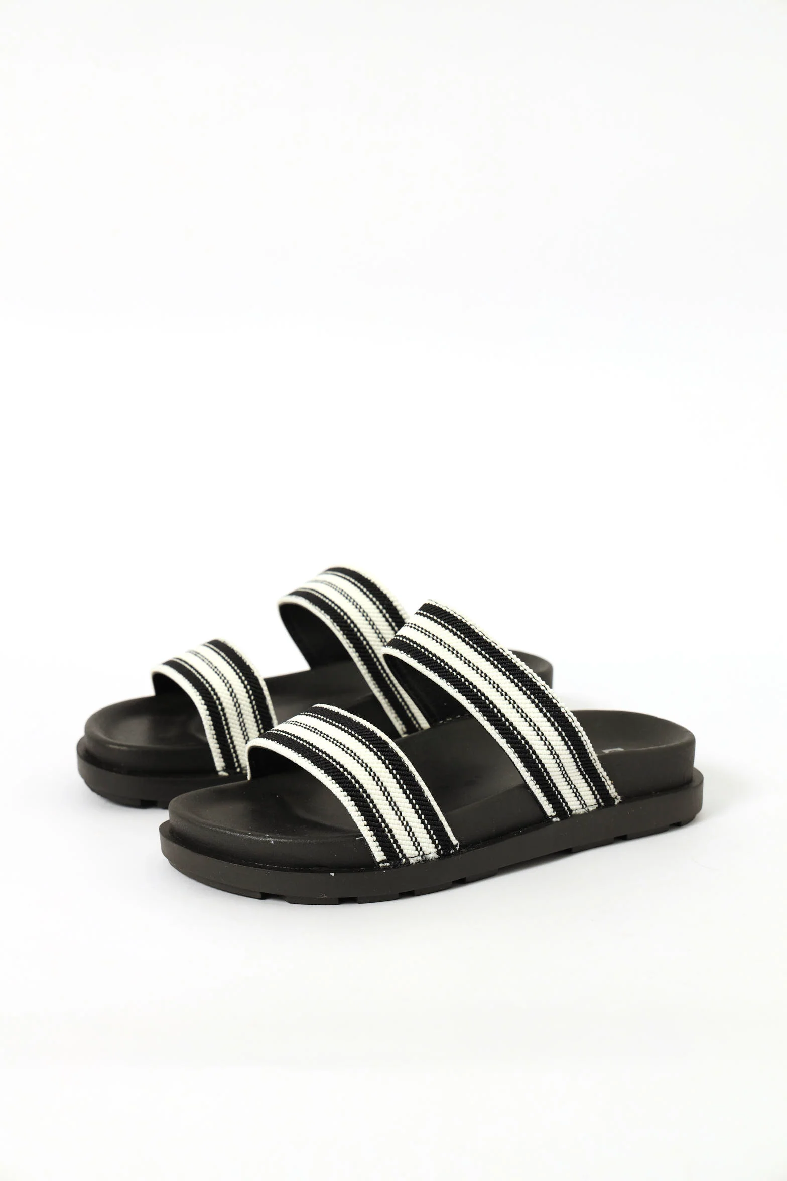 Basic Moulded Double Strap Sandal - Black/White