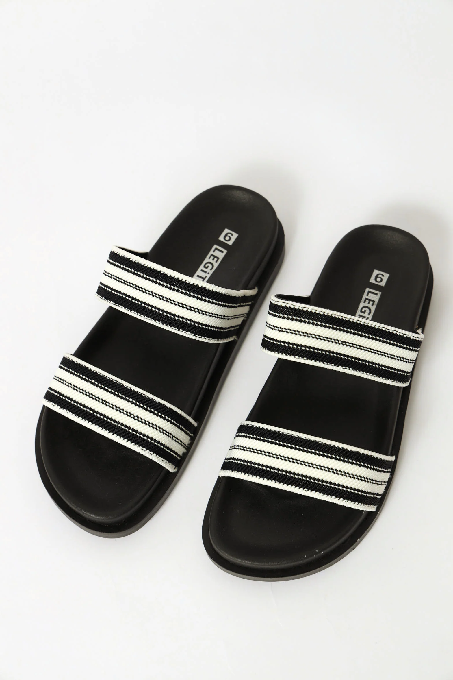 Basic Moulded Double Strap Sandal - Black/White - Image 2