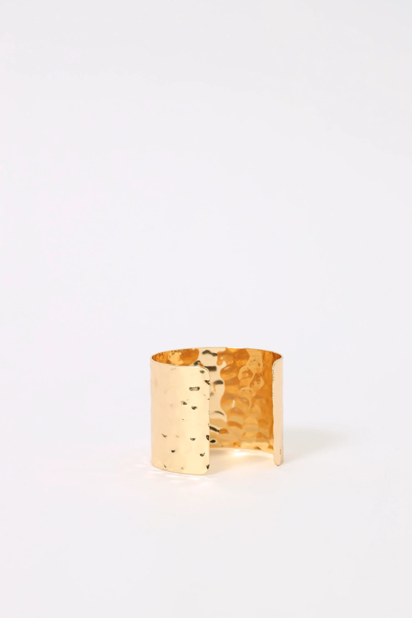 Battered Cuff Bangle - Gold - Image 3
