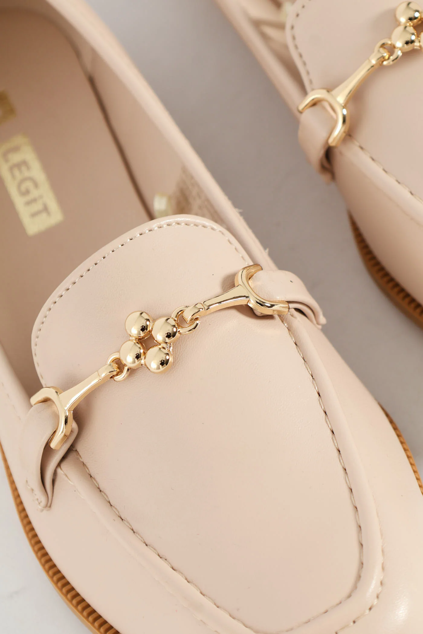 Bead Shaped Trim Classic Loafer - Taupe - Image 2