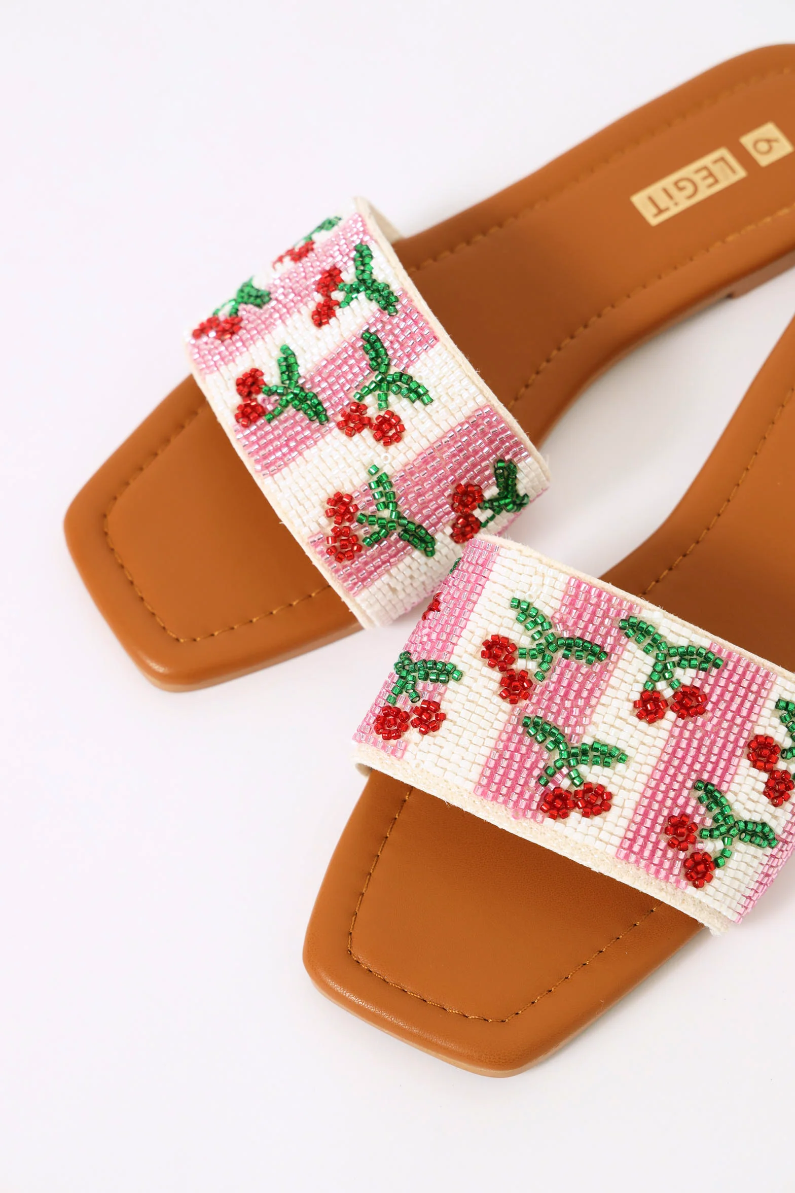 Beaded Cherry One Strap Flat Sandal - Multi - Image 2