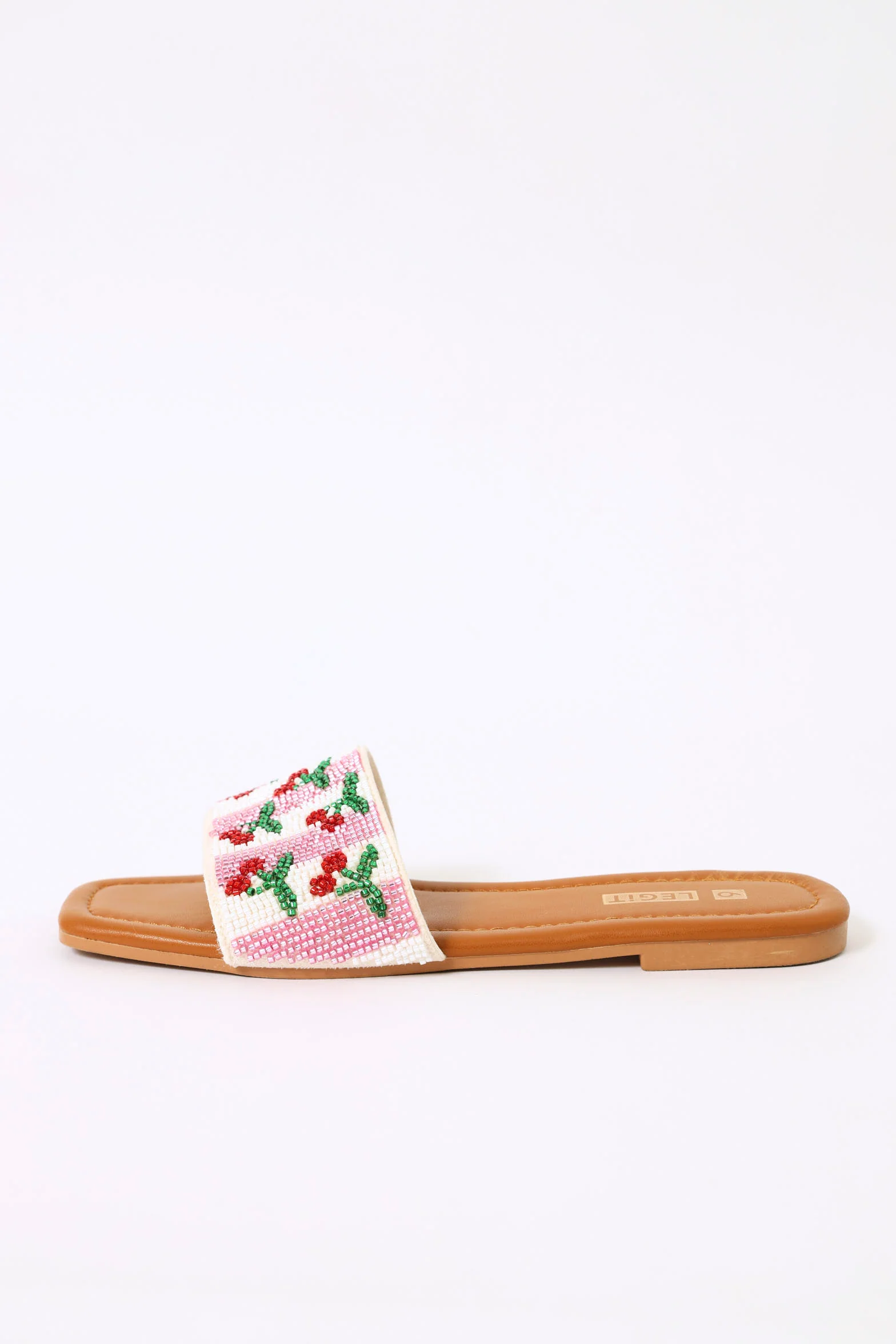Beaded Cherry One Strap Flat Sandal - Multi - Image 3