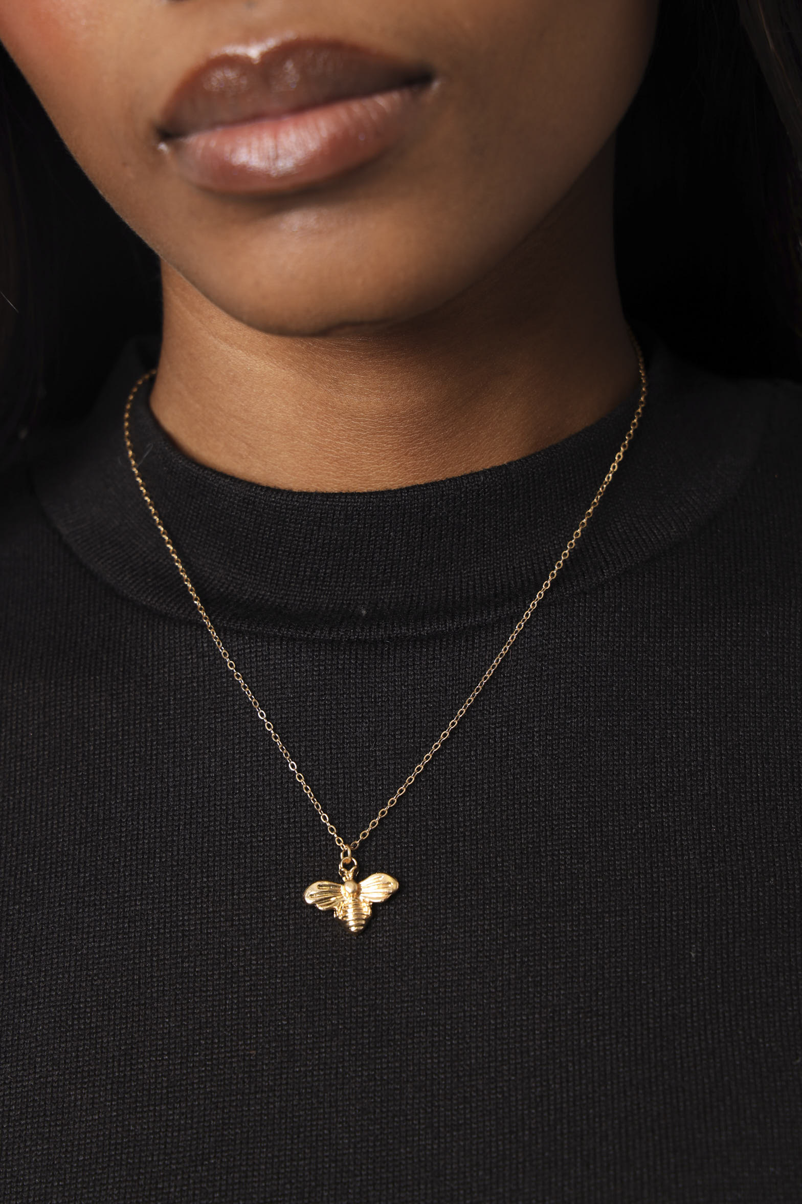 Bee Charm Necklace - Gold