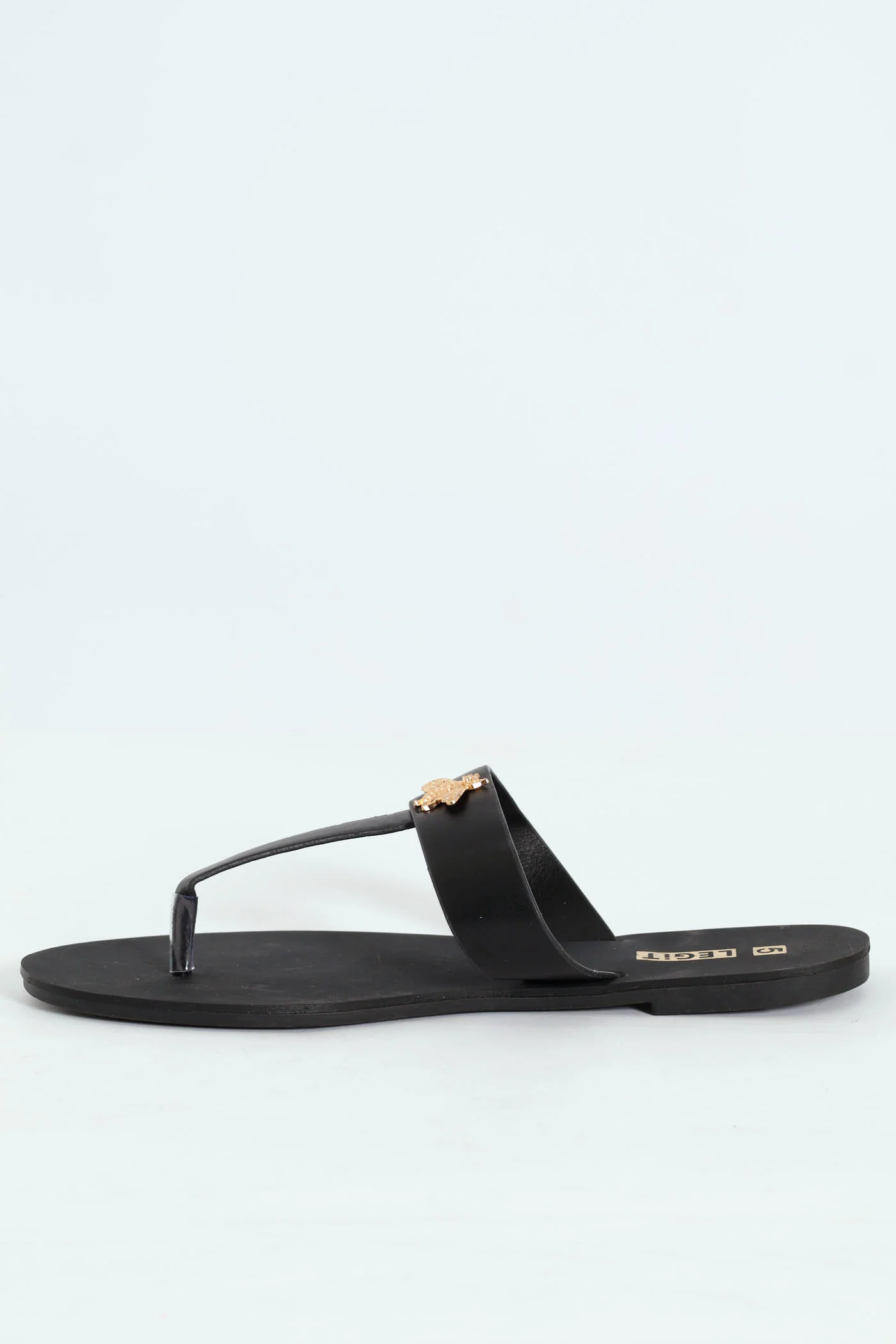 Bee Trim Flat Thong Sandal - Black - Image 4