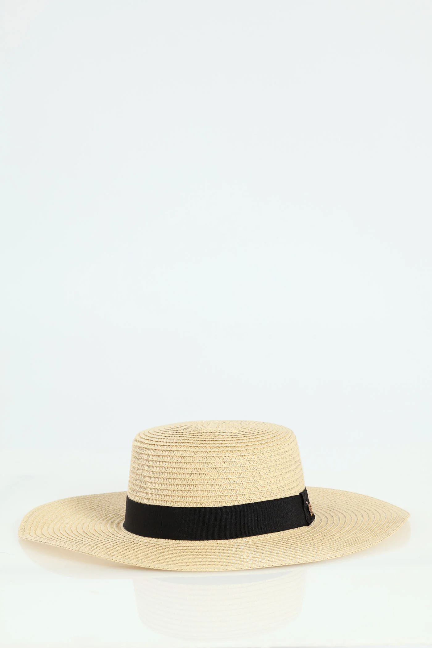 Bee Trim Straw Boater Hat - Natural