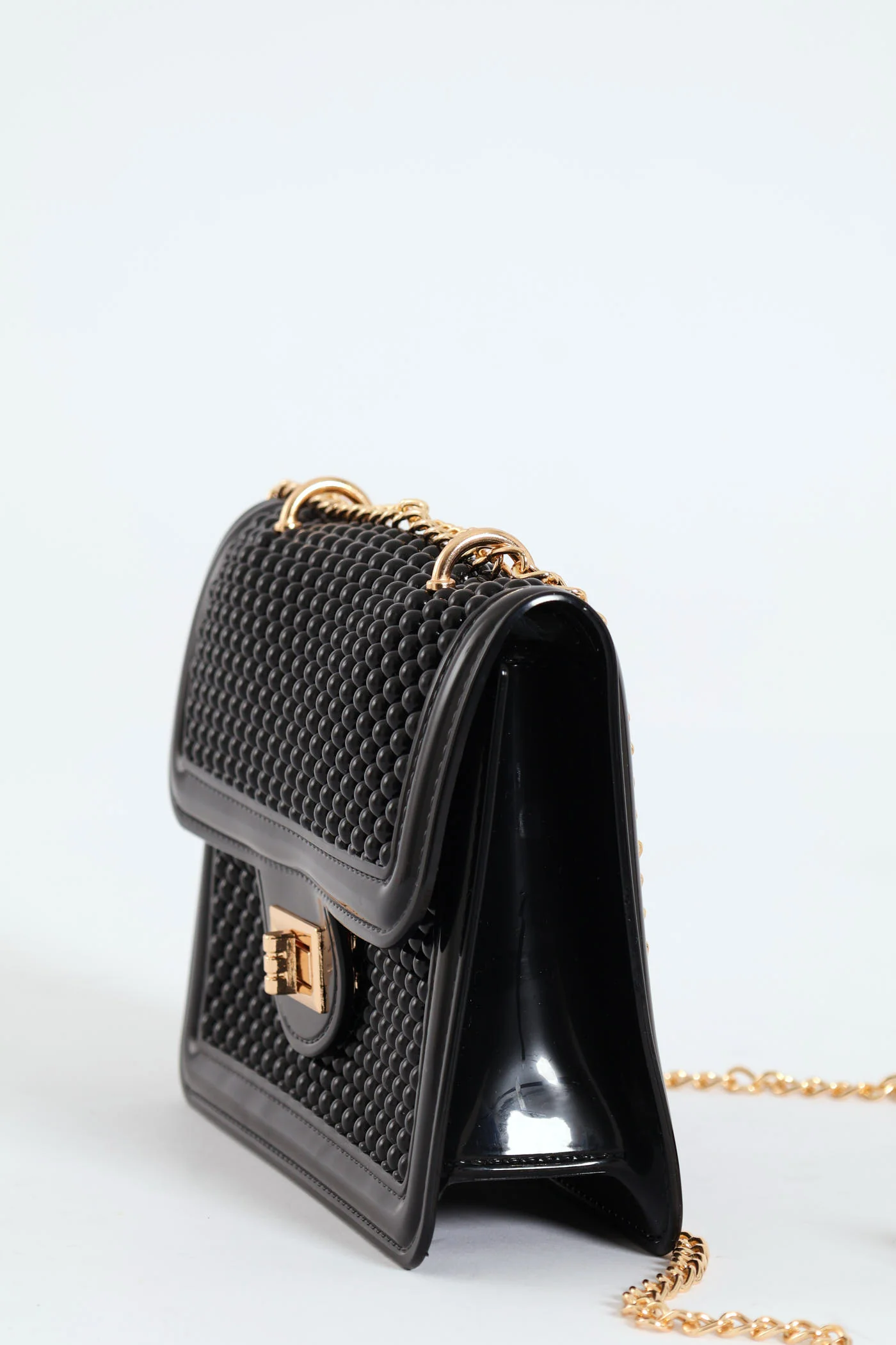 Bejeweled Jelly Satchel Bag - Black