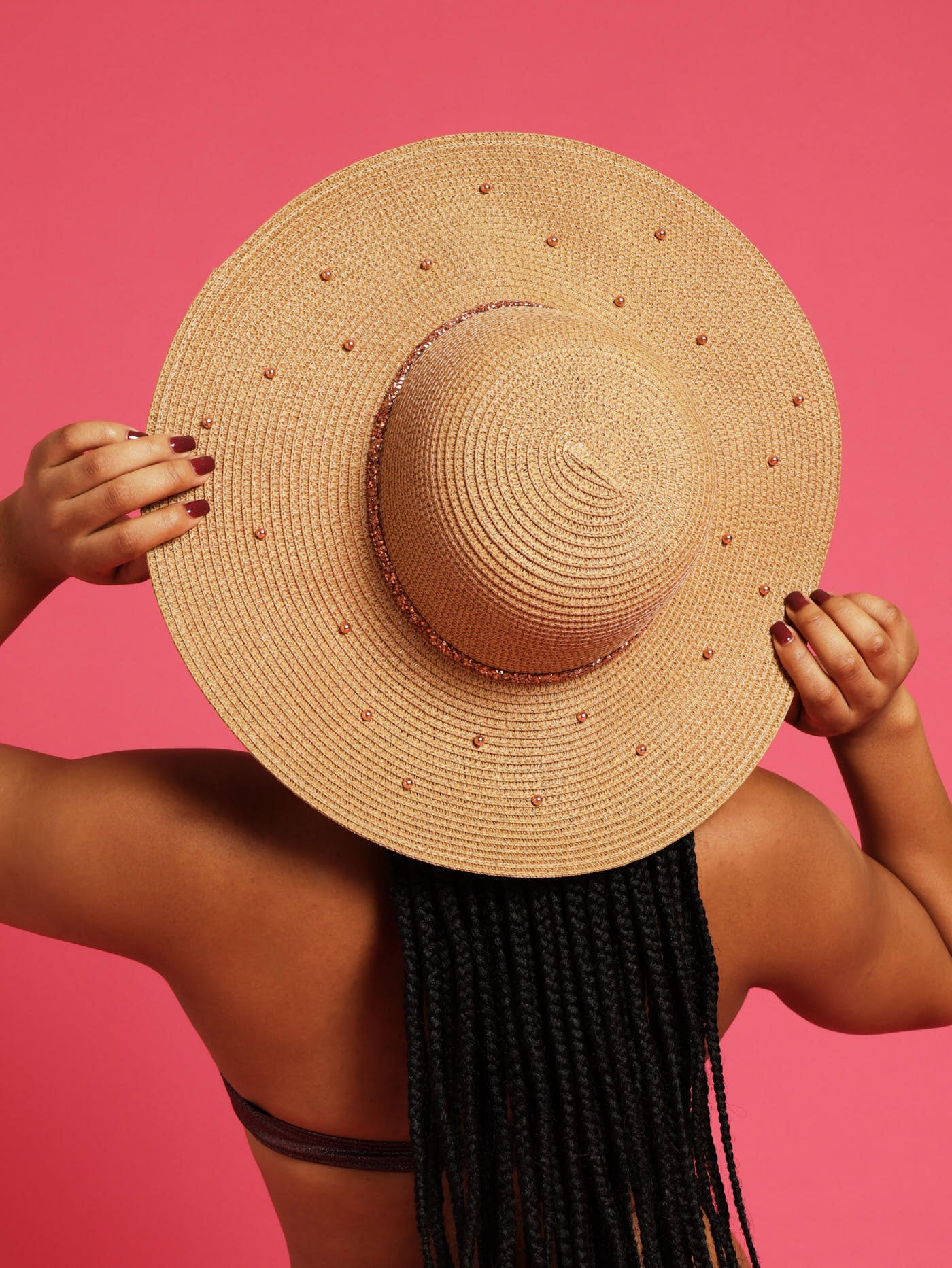 Bejewelled Straw Sun Hat - Natural