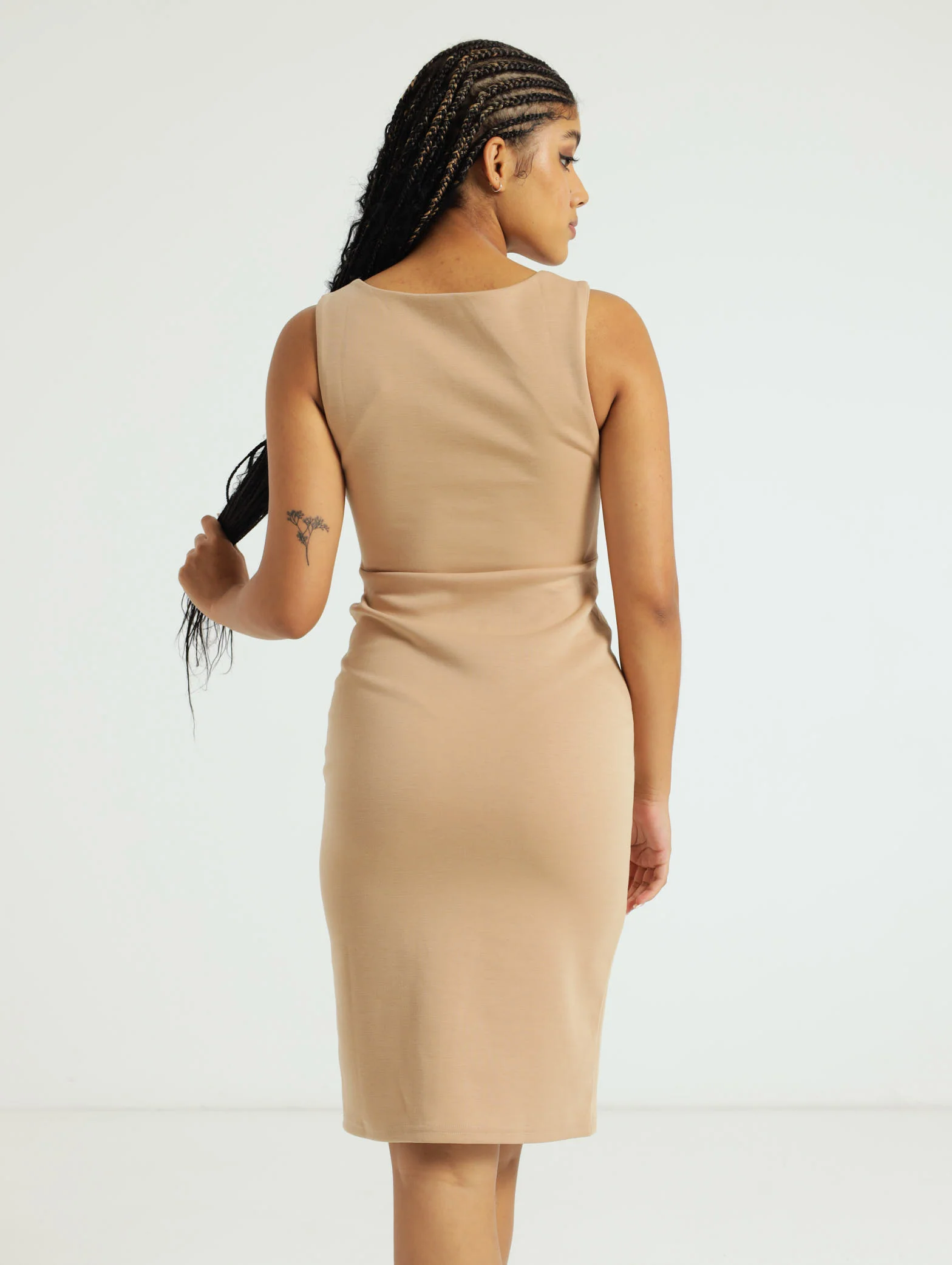 Belted Bdycon Dress - Beige - Image 3