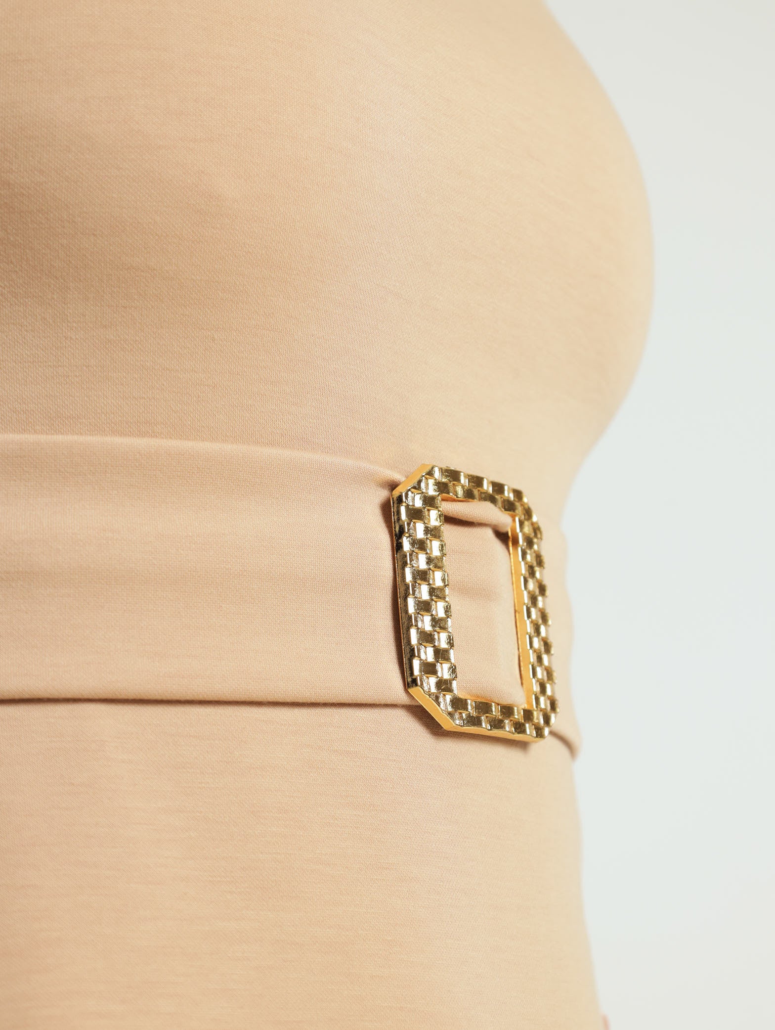 Belted Bdycon Dress - Beige - Image 4