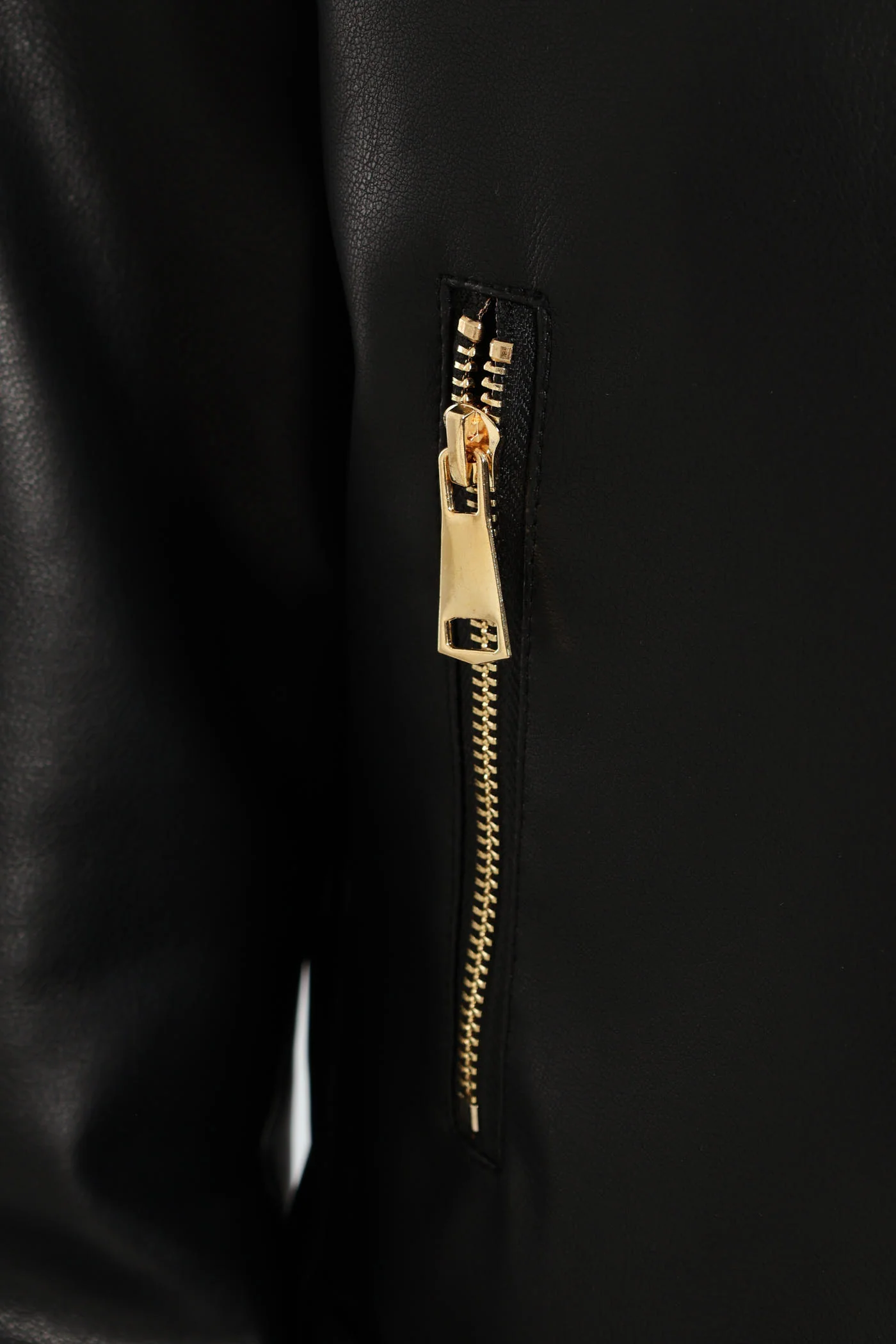 Belted Biker Jacket With Gold Trims - Black - Image 5