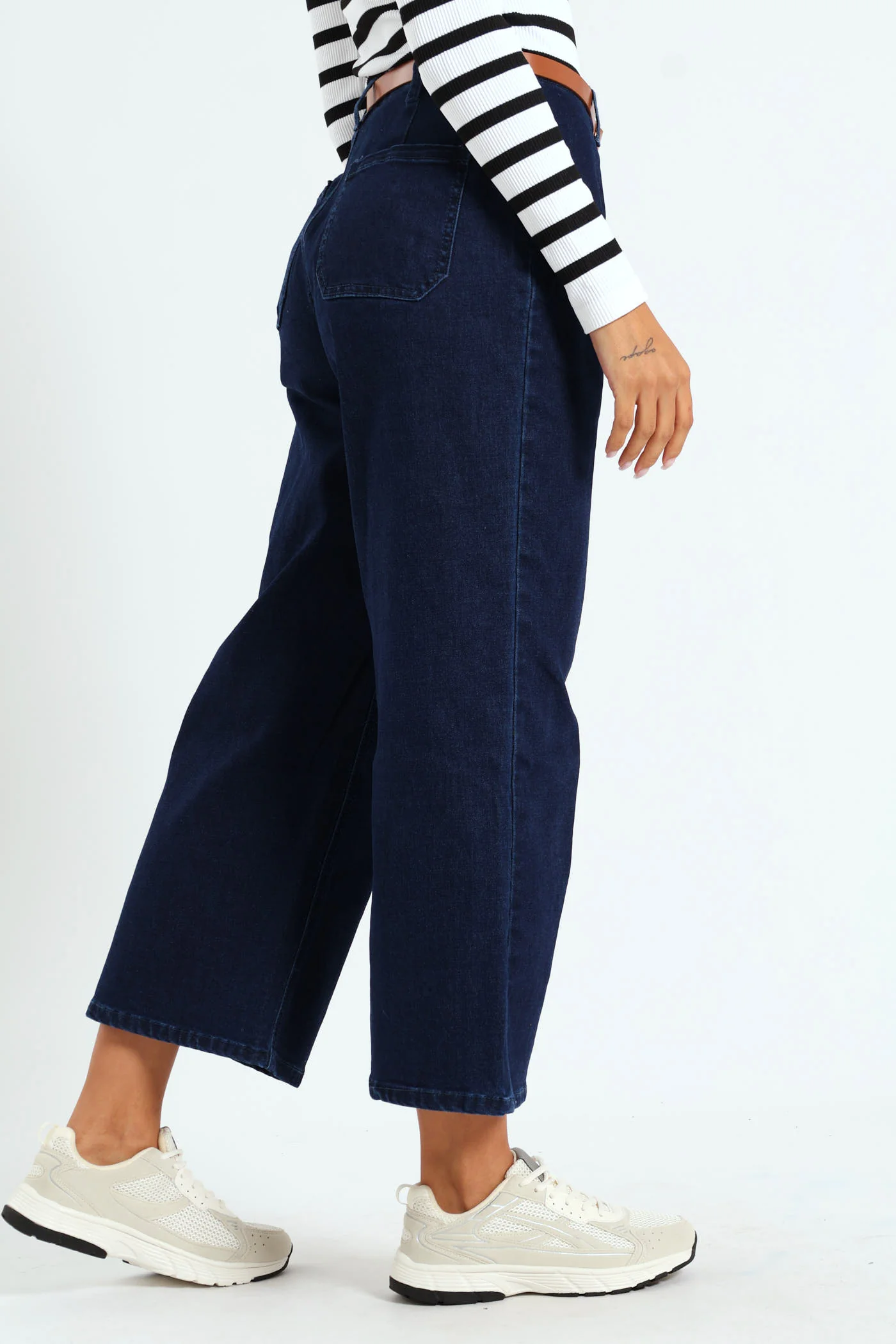 Belted Comfort Stretch Wideleg Pants - Ink - Image 2