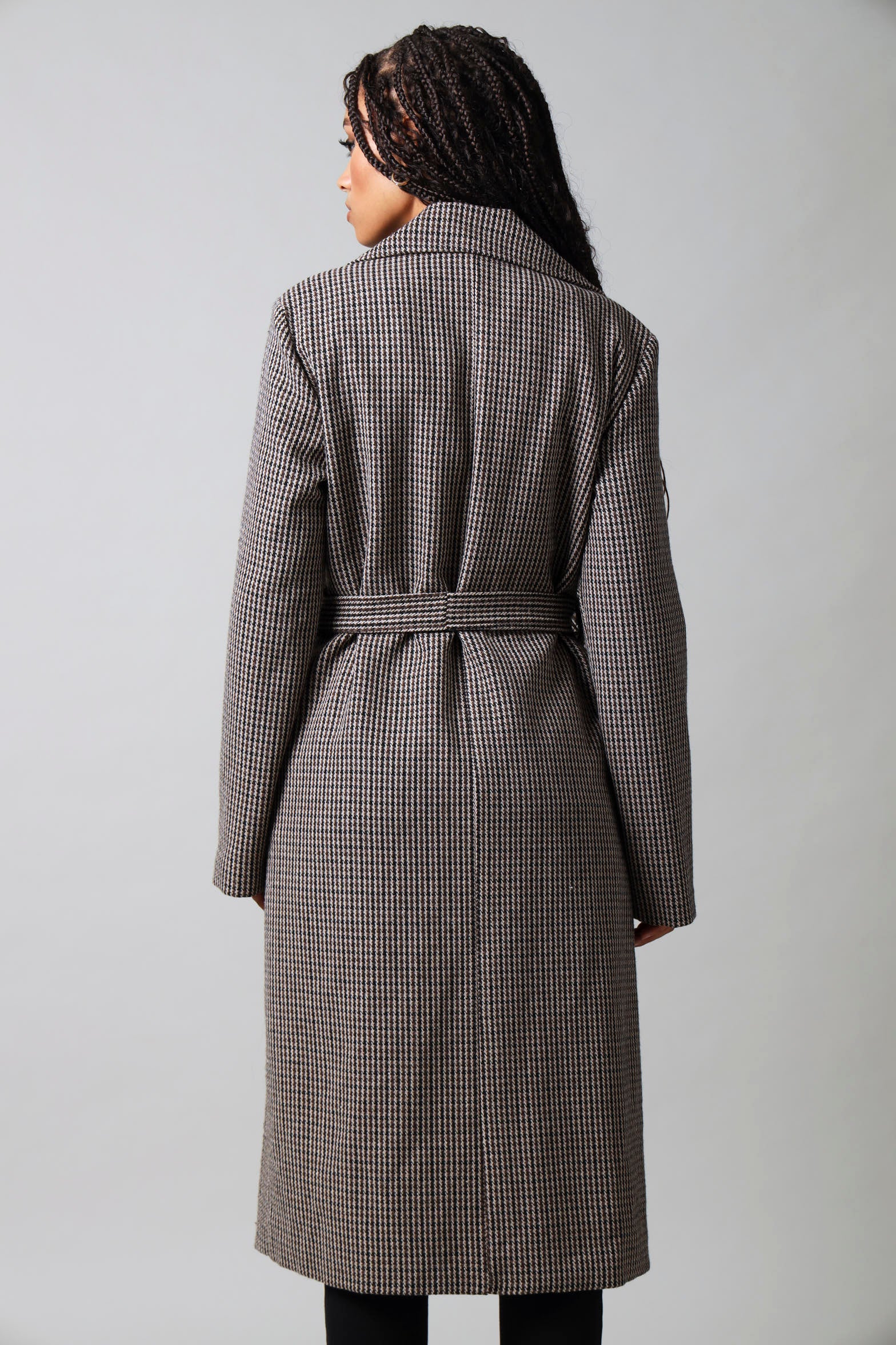 Belted Houndstooth Jacket - Natural - Image 3