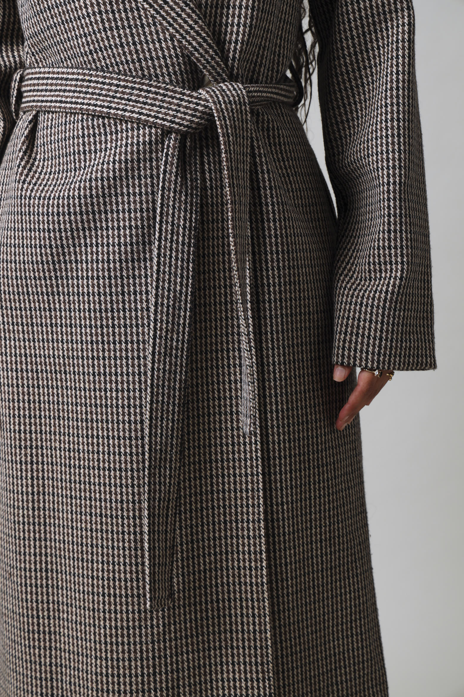 Belted Houndstooth Jacket - Natural - Image 4
