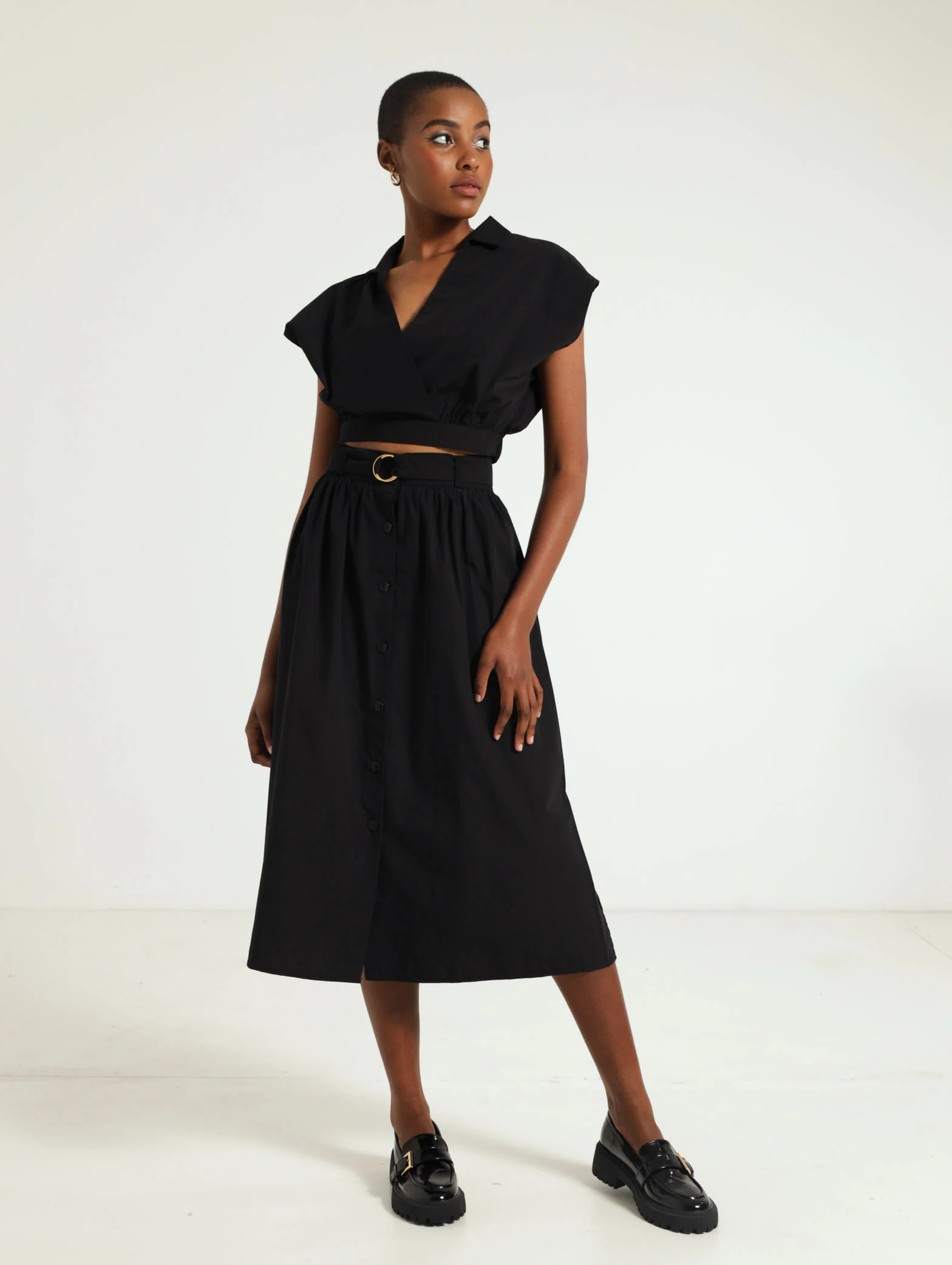 Belted Poplin Midi Skirt - Image 2