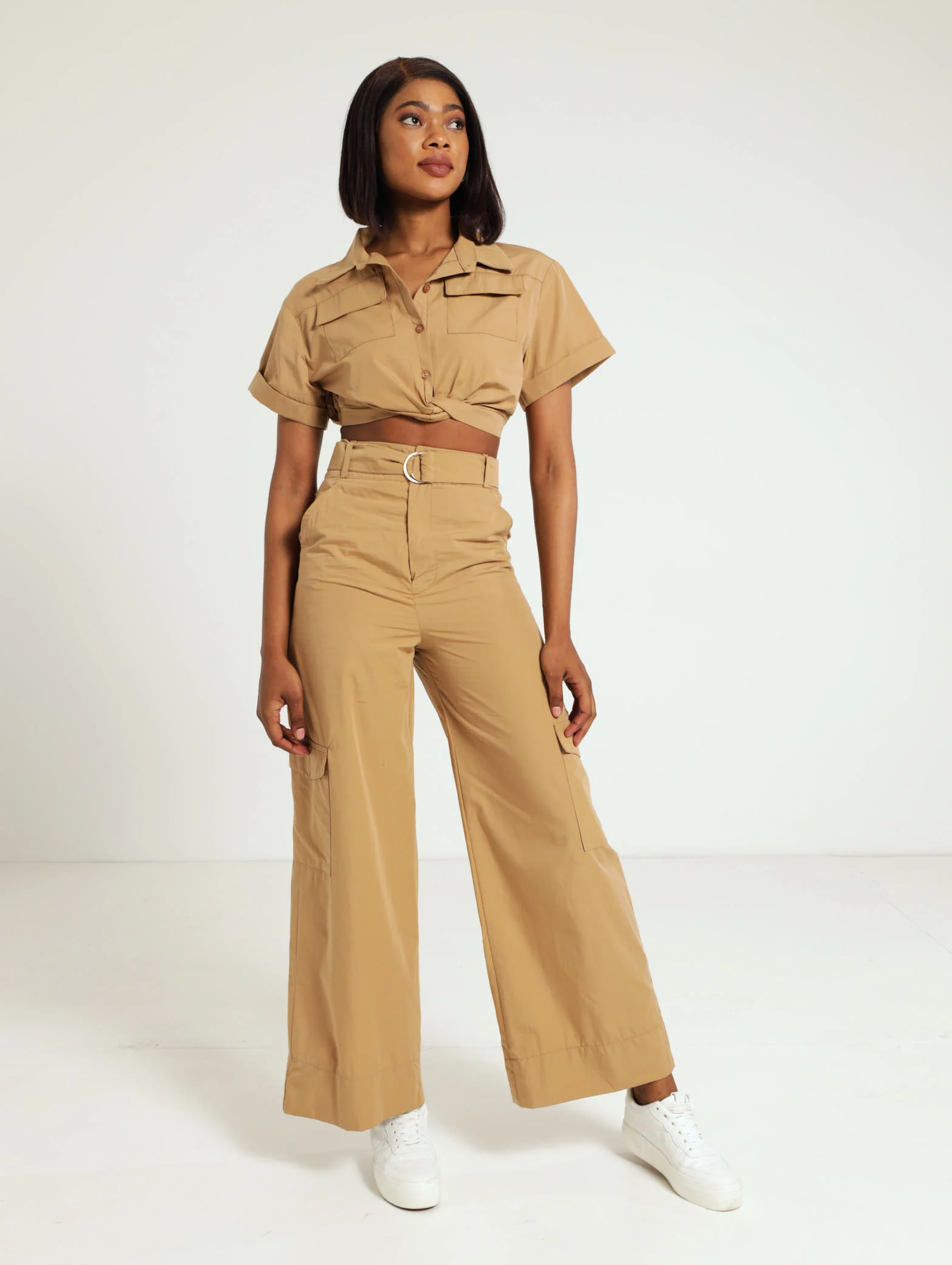Belted Poplin Wideleg Pant - Image 2