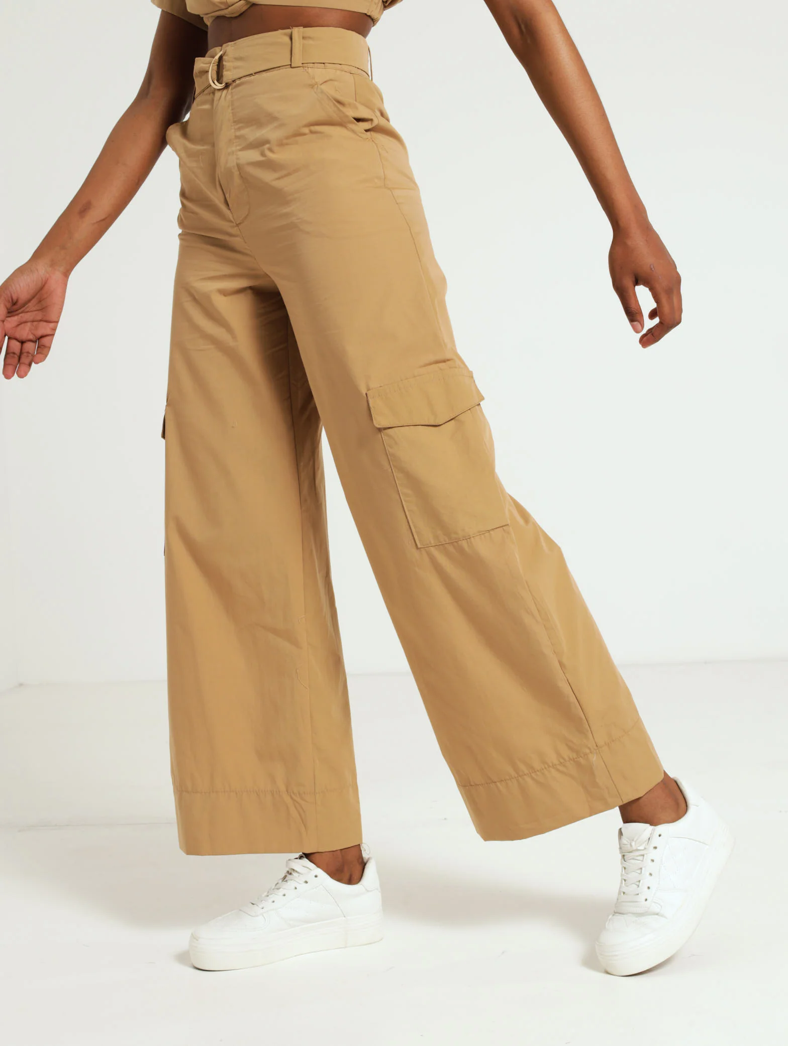 Belted Poplin Wideleg Pant - Image 3