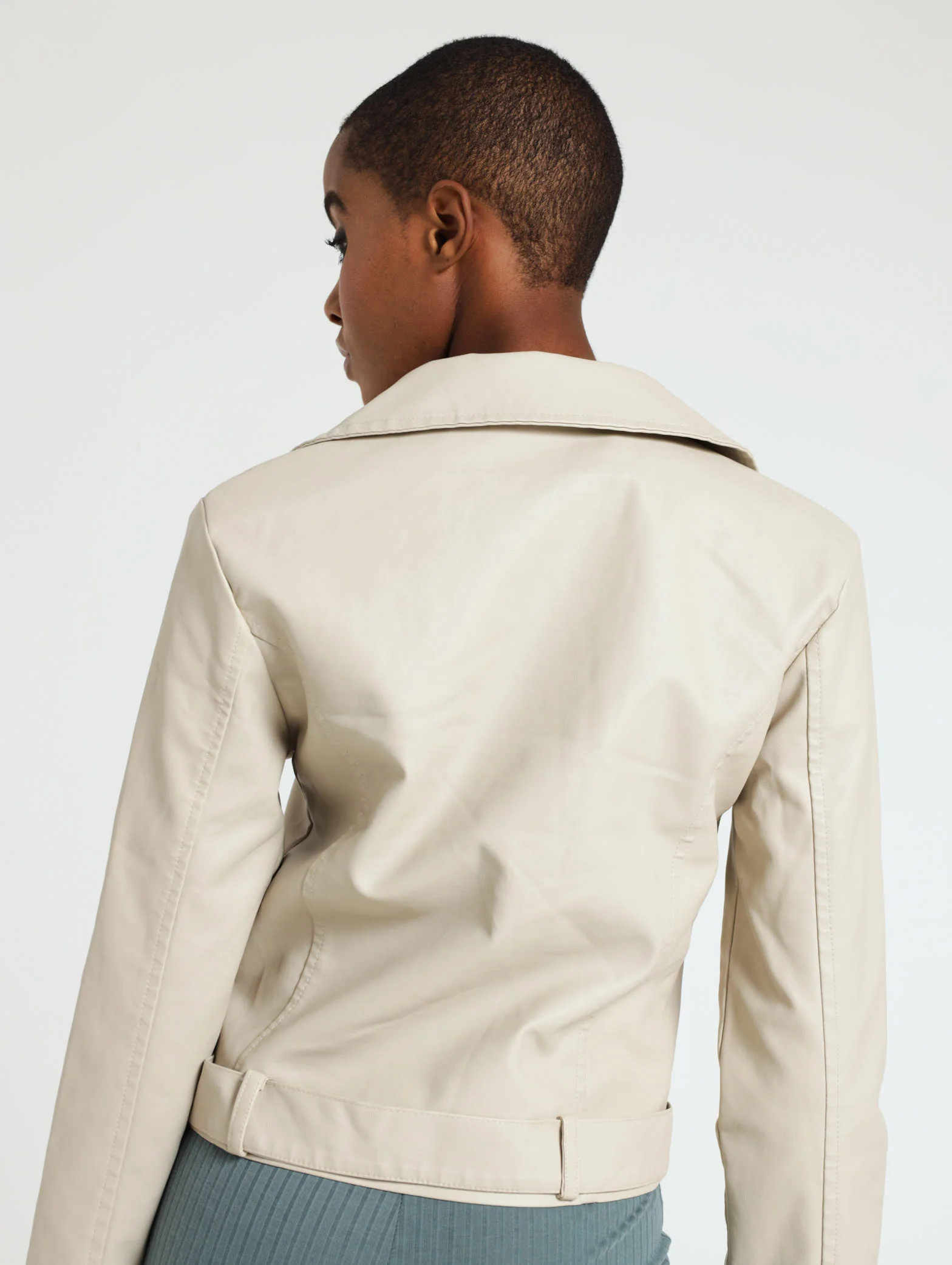 Belted Pu Biker Jacket - Image 3