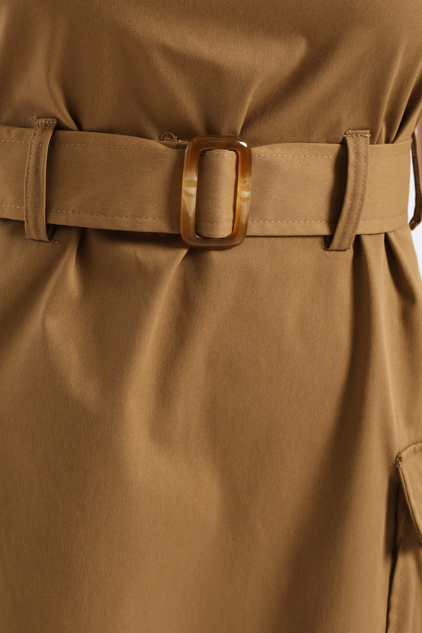 Belted Strapless Utility Midi Dress - Olive - Image 5