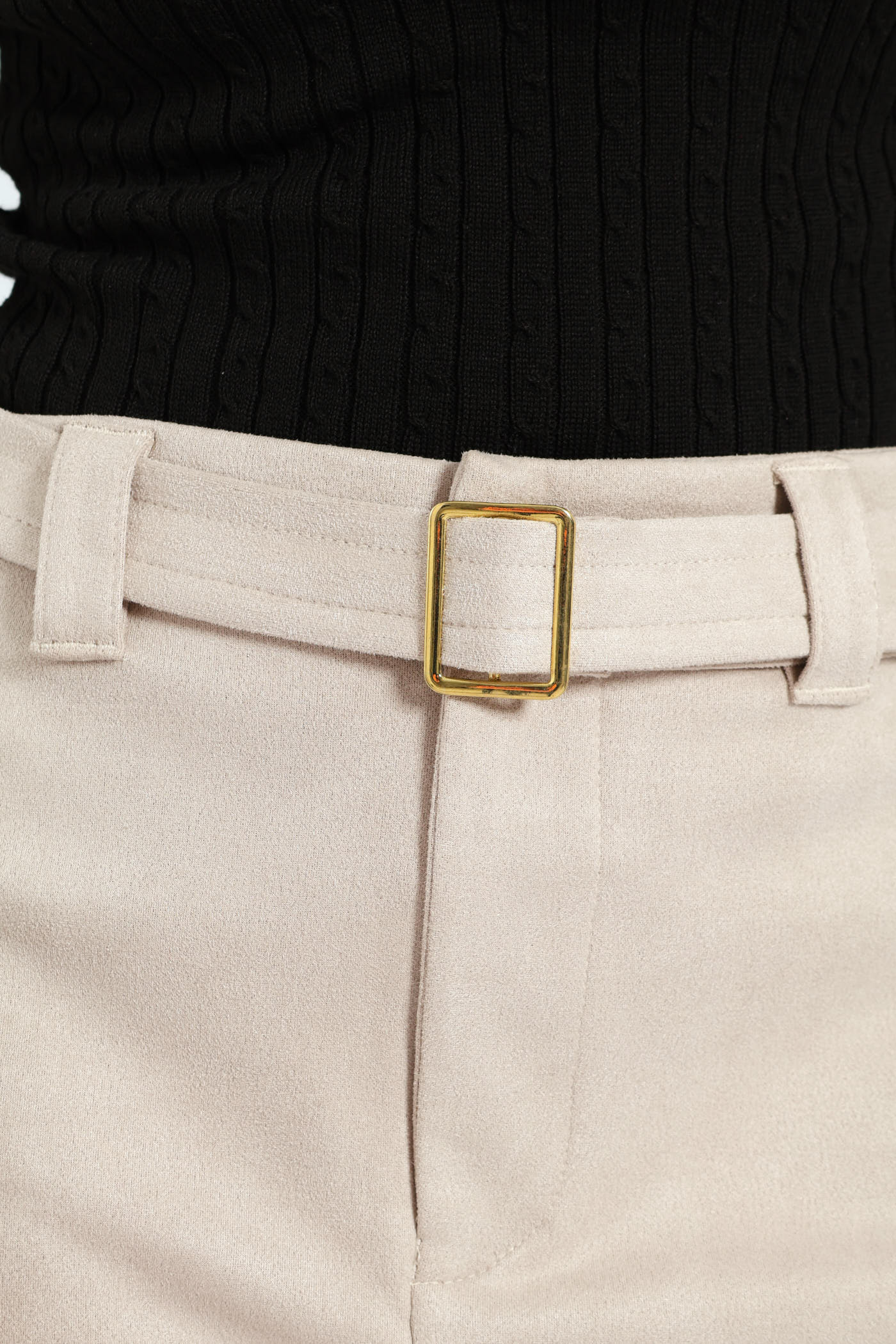 Belted Suede Mini Skirt - Grey - Image 5