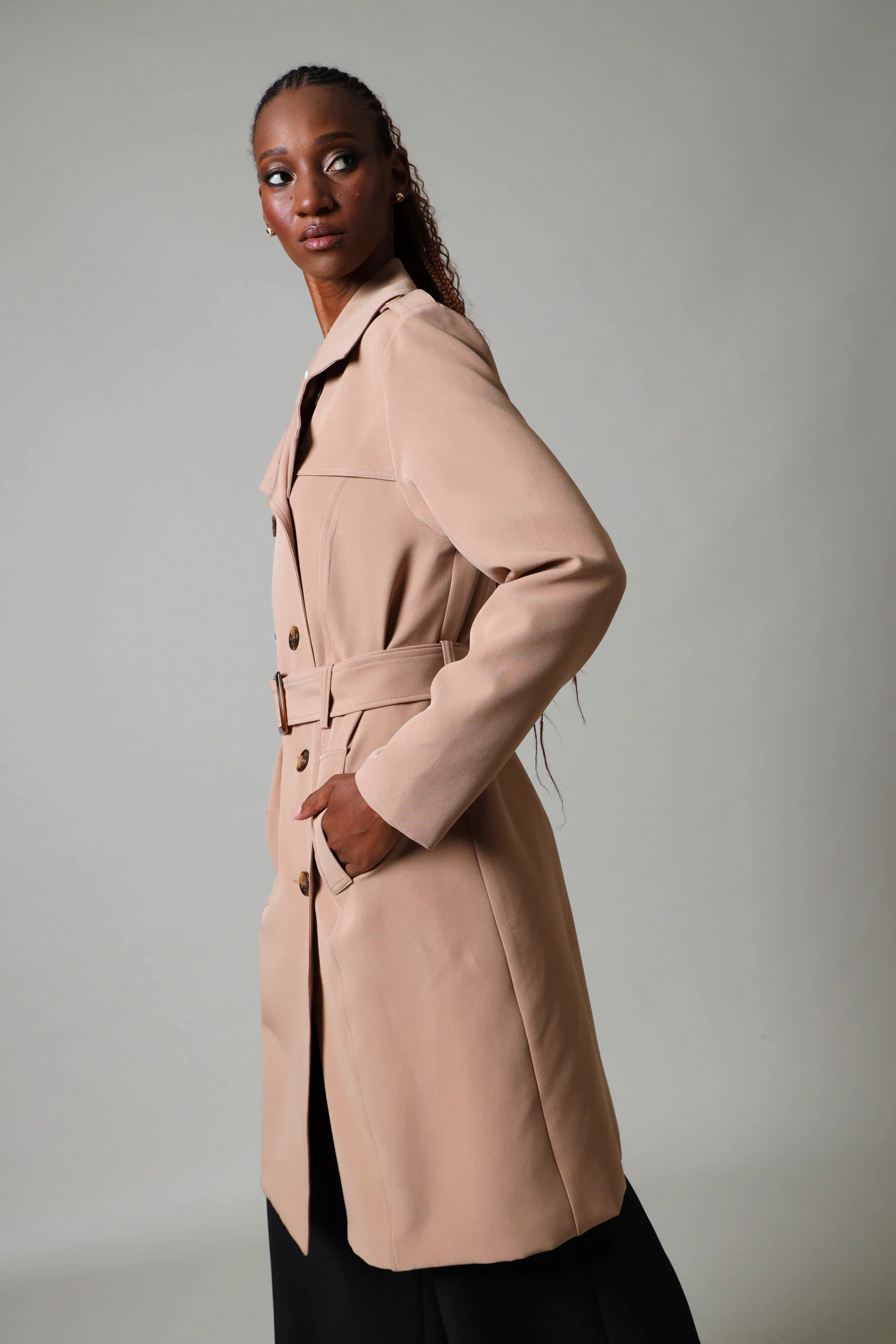 Belted Trench Coat - Camel - Image 3