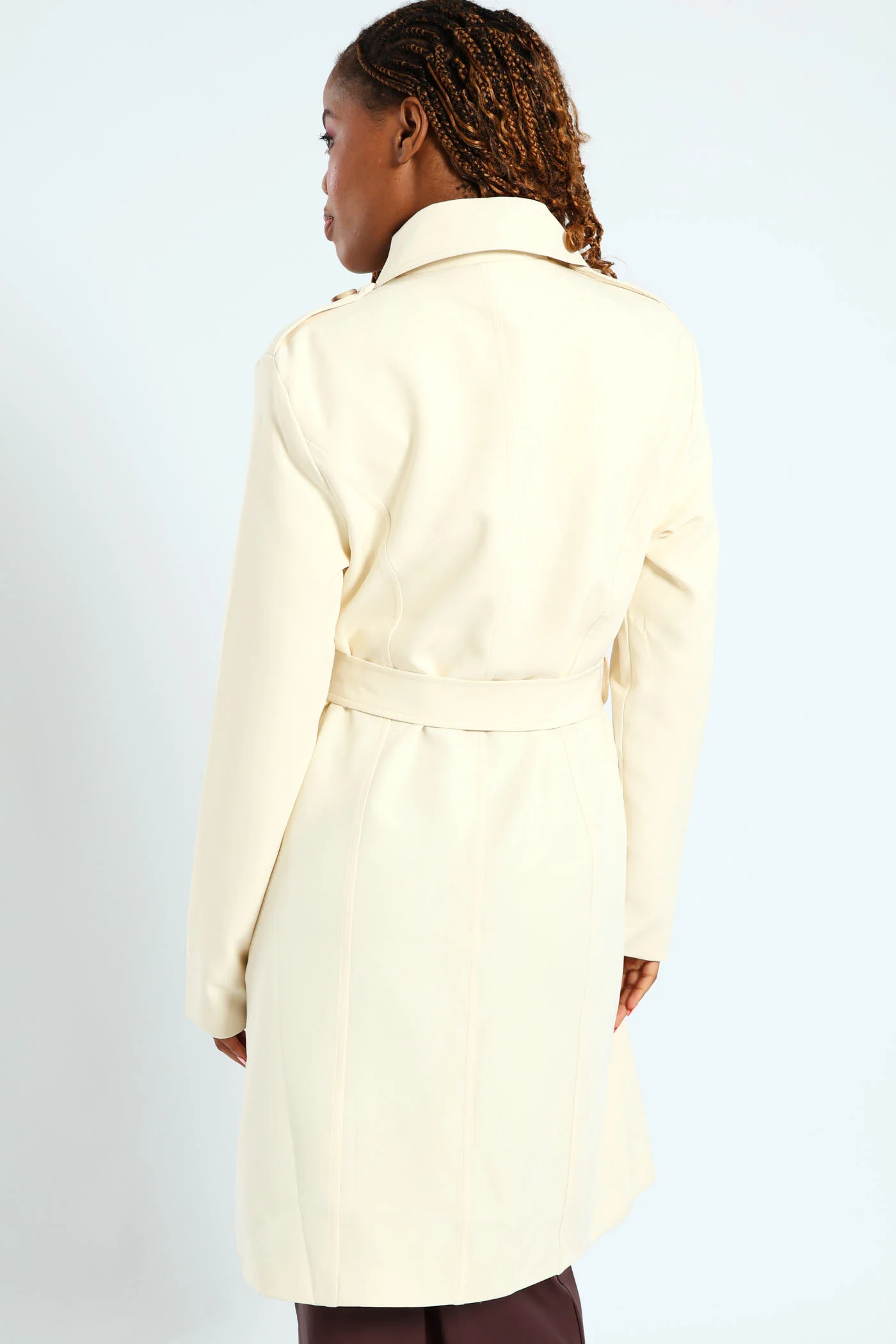 Belted Trench Coat - Cream - Image 4