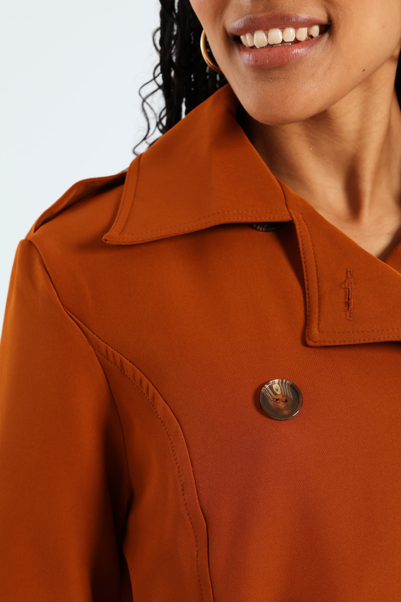 Belted Trench Coat - Rust - Image 5