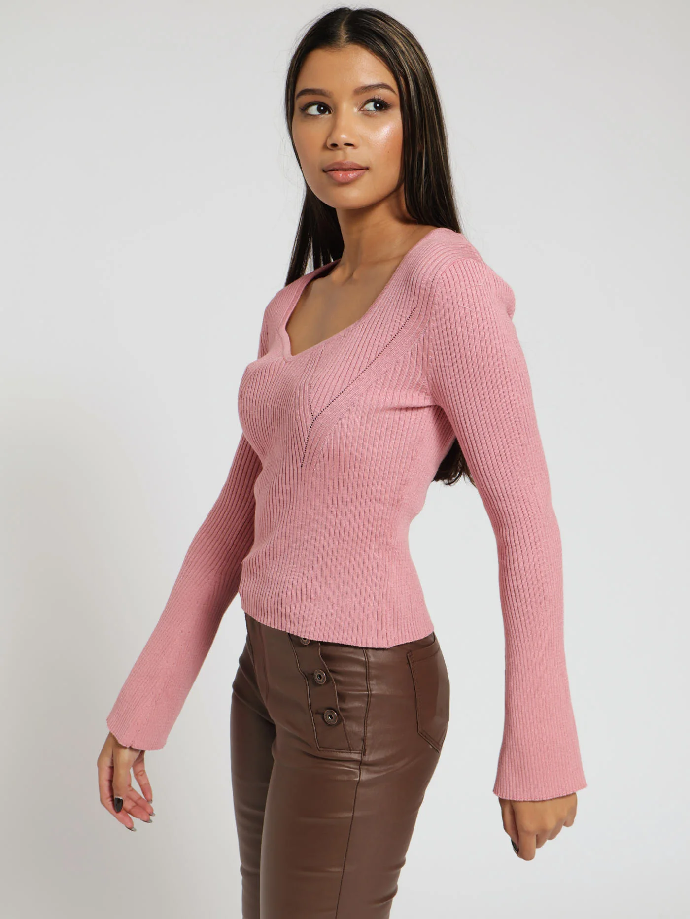 Binding Neck Pullover - Blush - Image 2