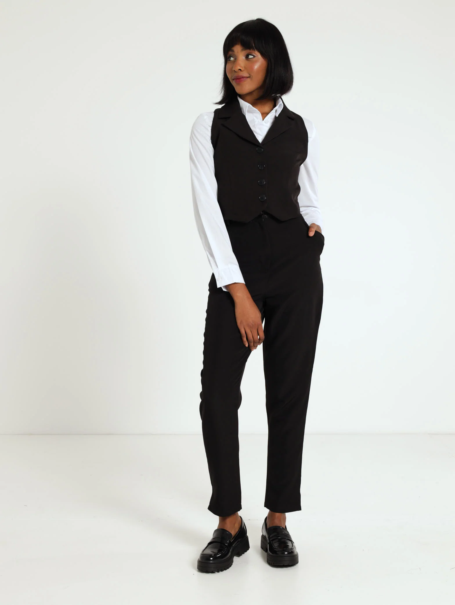 Black Collared Waistcoat - Image 2